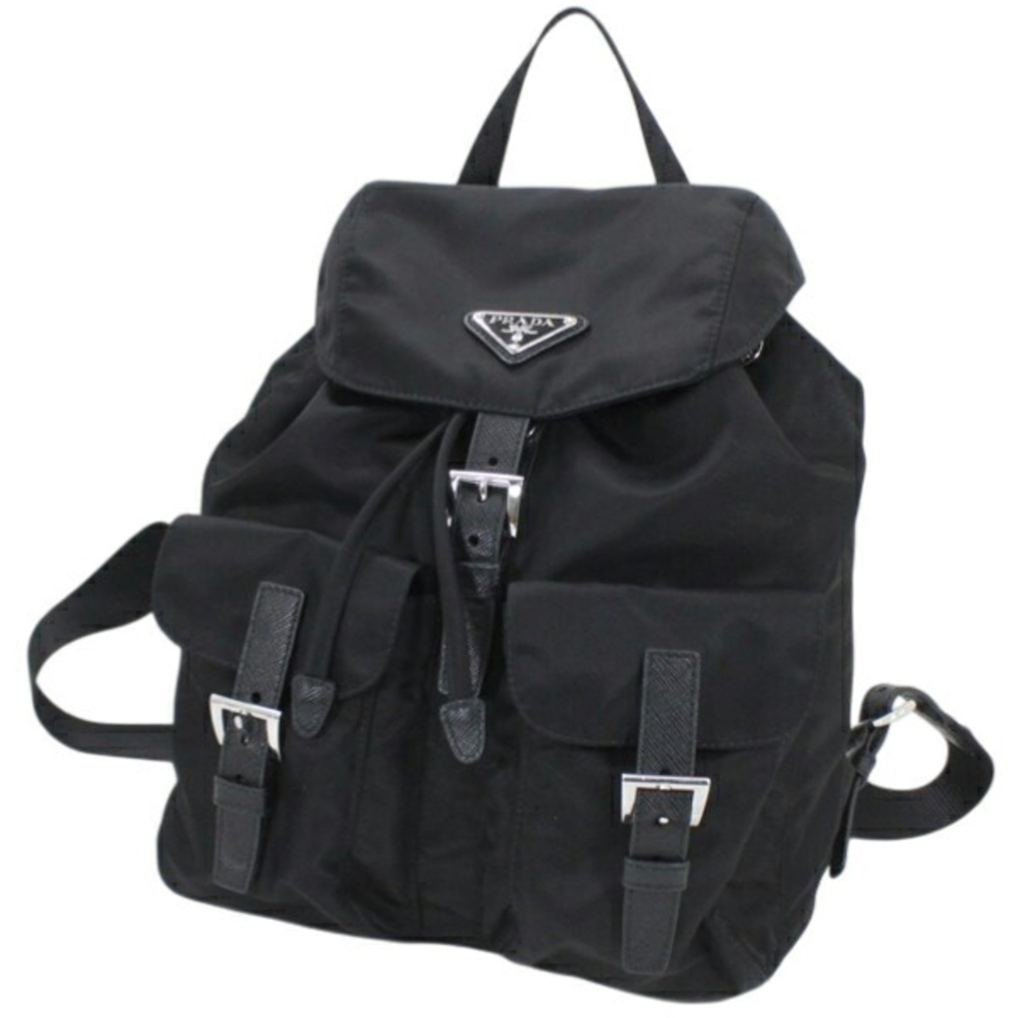 Prada Black Nero Nylon Leather Backpack (Pre-Owned)