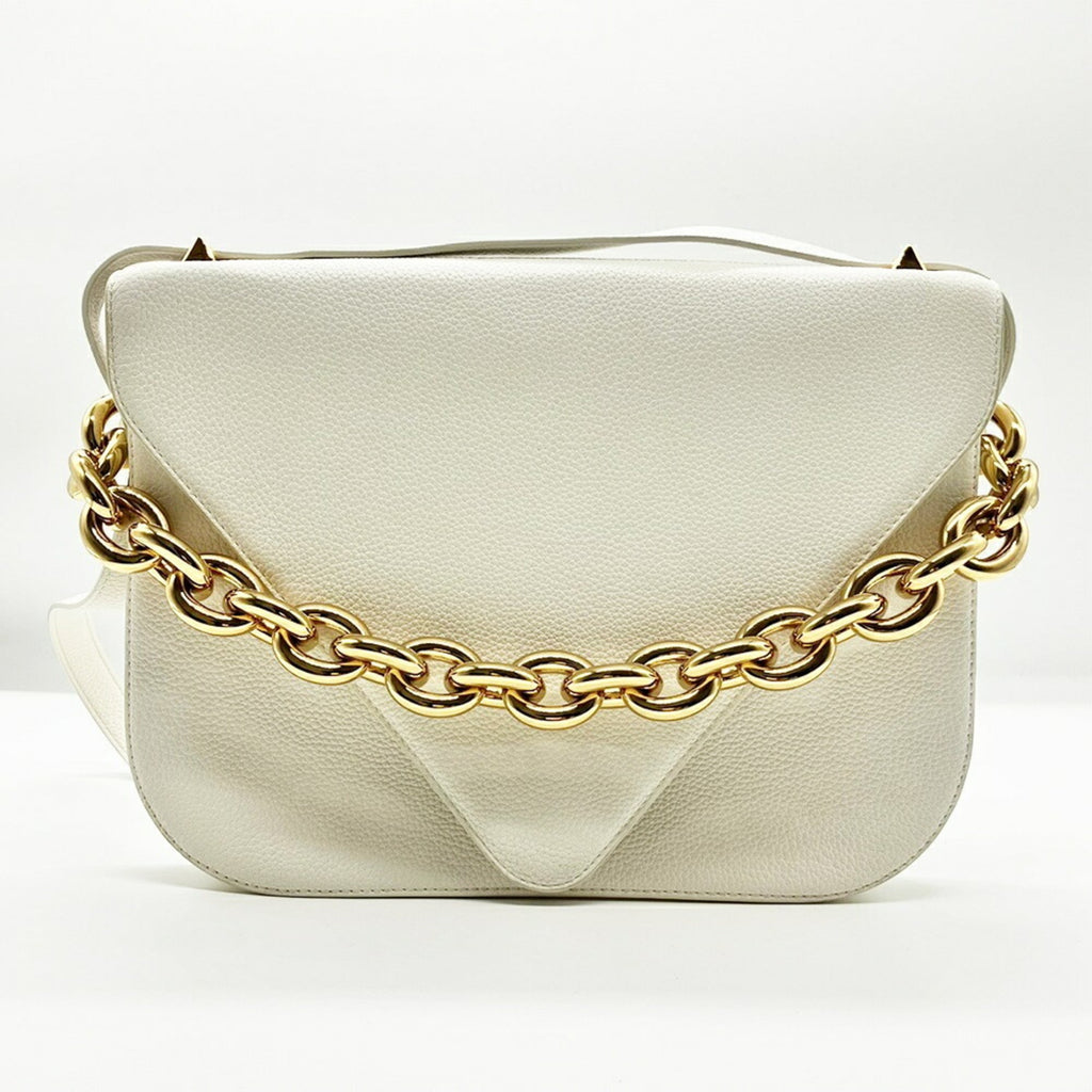Bottega Veneta White Leather Handbag Shoulder Bag (Pre-Owned)
