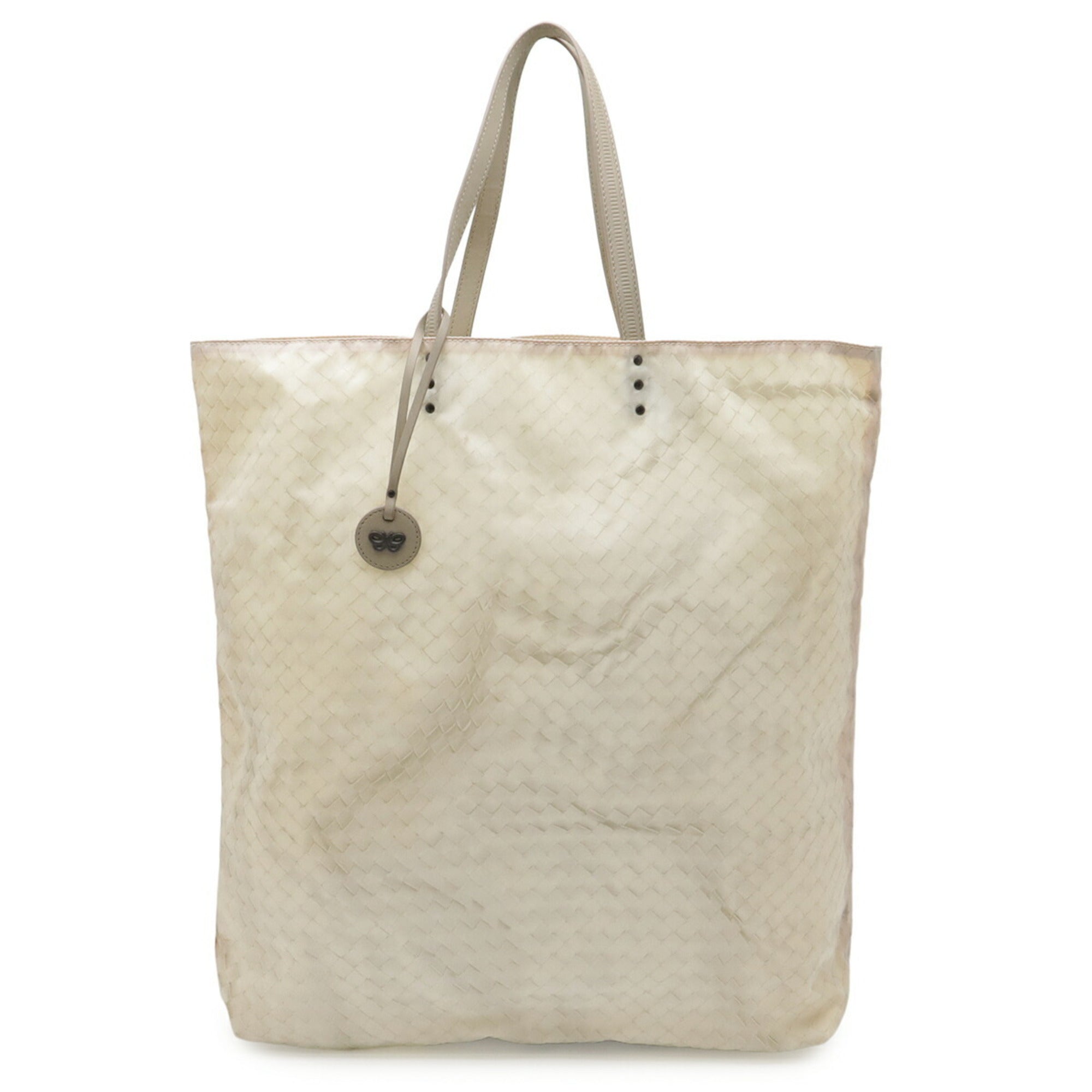 Bottega Veneta Intrecciolusion Beige Cream Sand Nylon Leather Shoulder Bag Tote Bag (Pre-Owned)