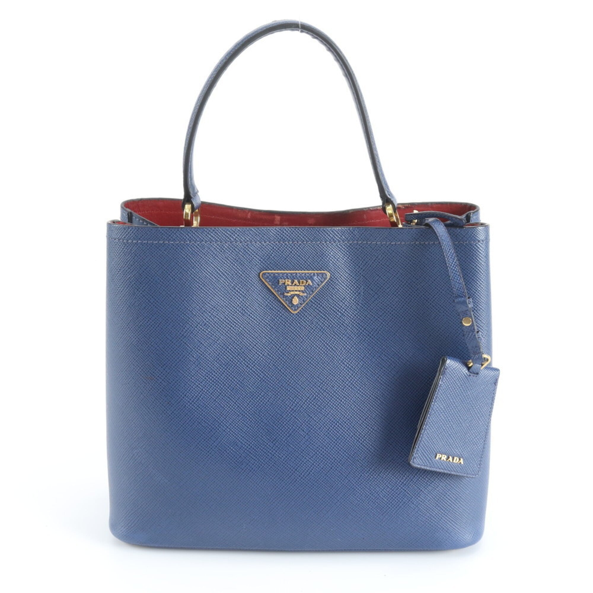 Prada Blue Leather Handbag Tote Bag (Pre-Owned)
