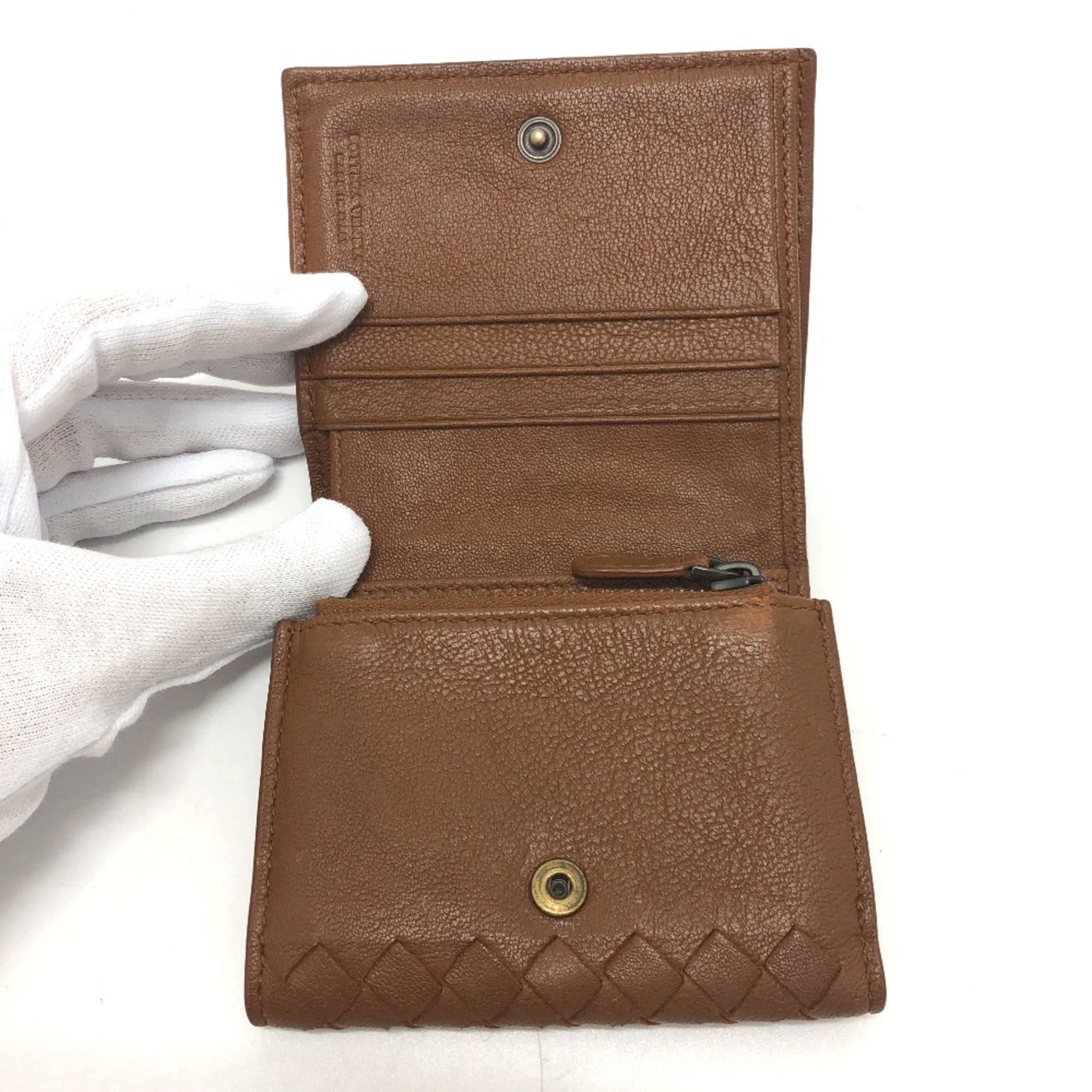 Bottega Veneta Brown Leather Wallet (Tri-Fold) (Pre-Owned)