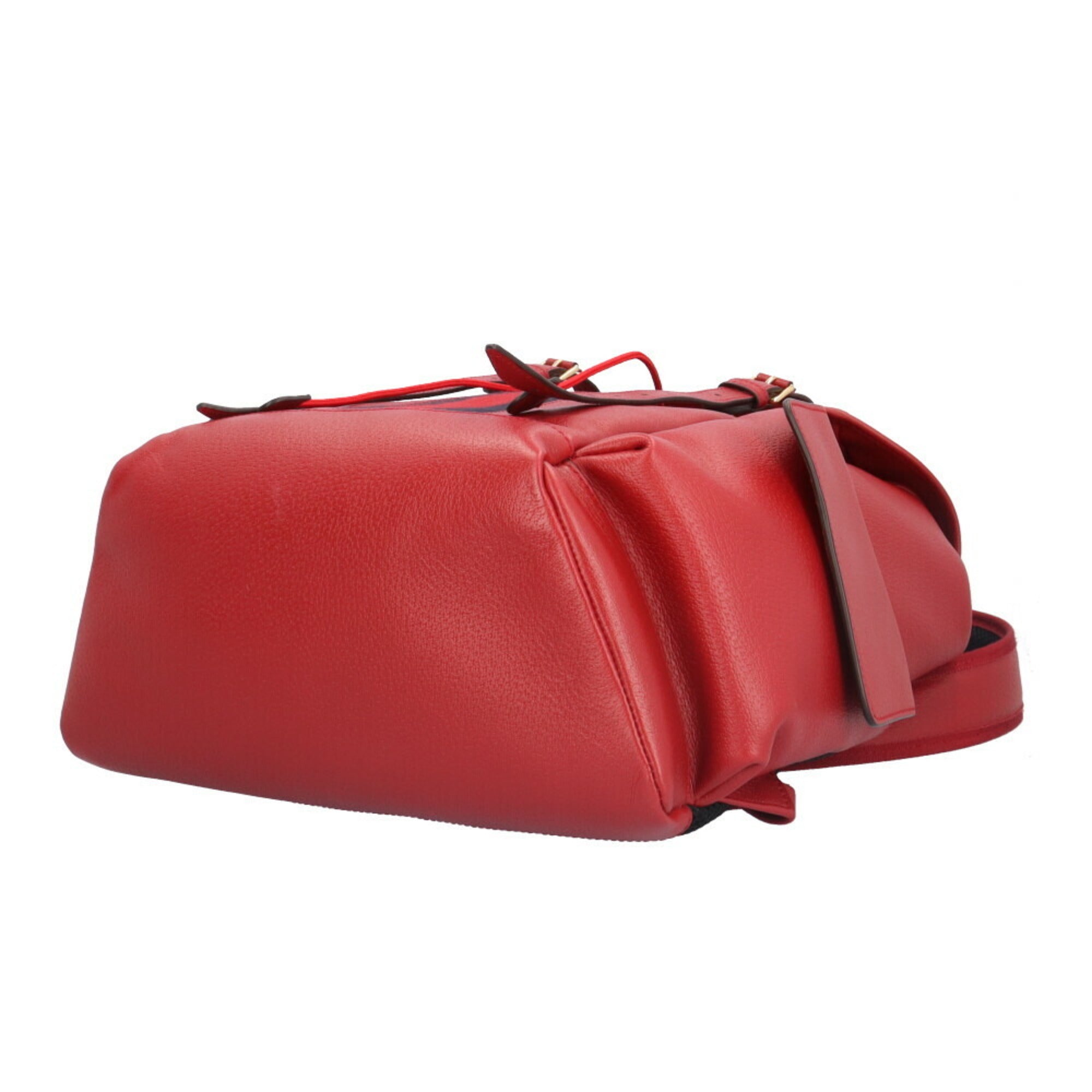 Gucci Navy Red Color Leather Backpack (Pre-Owned)