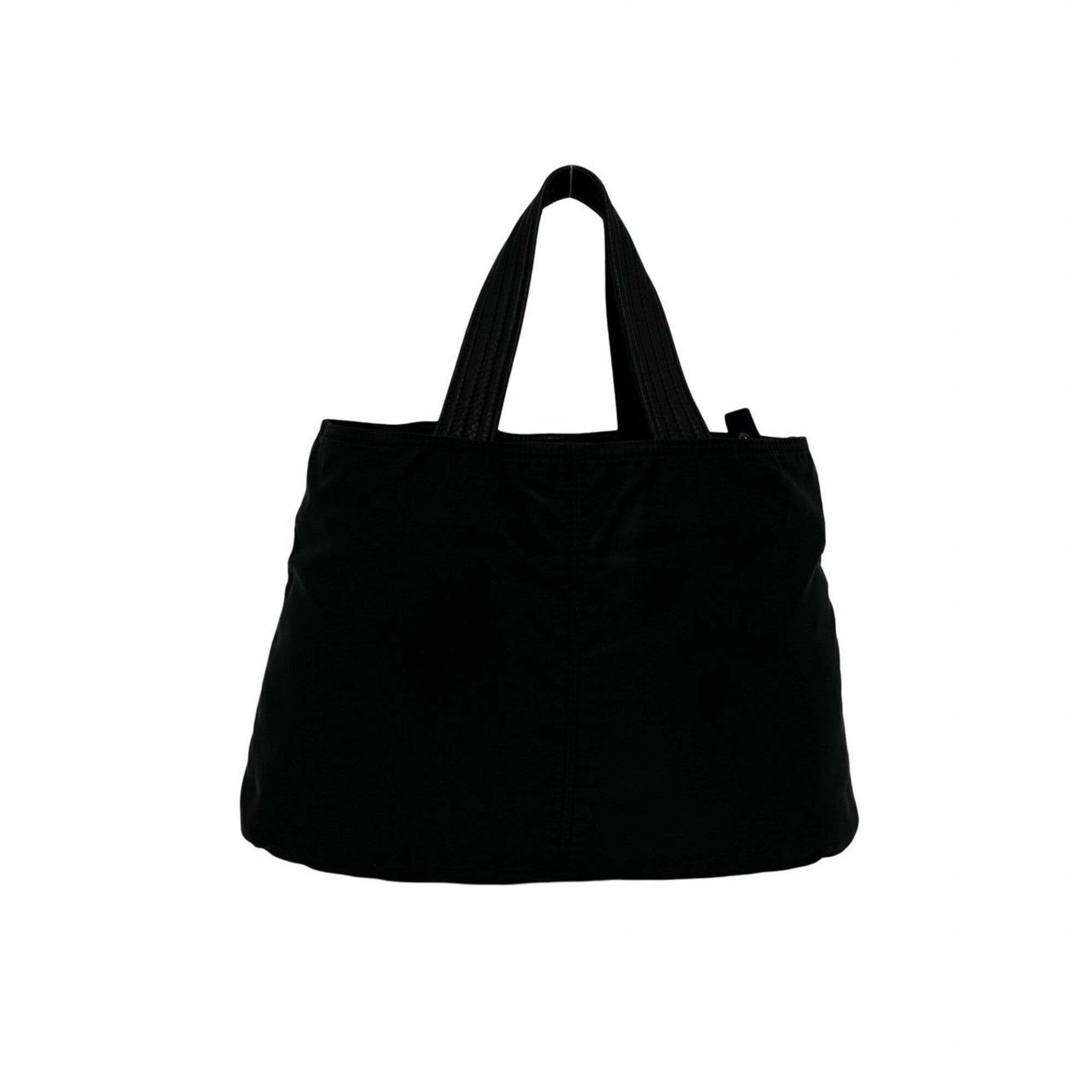 Prada Black Nylon Leather Handbag Tote Bag (Pre-Owned)