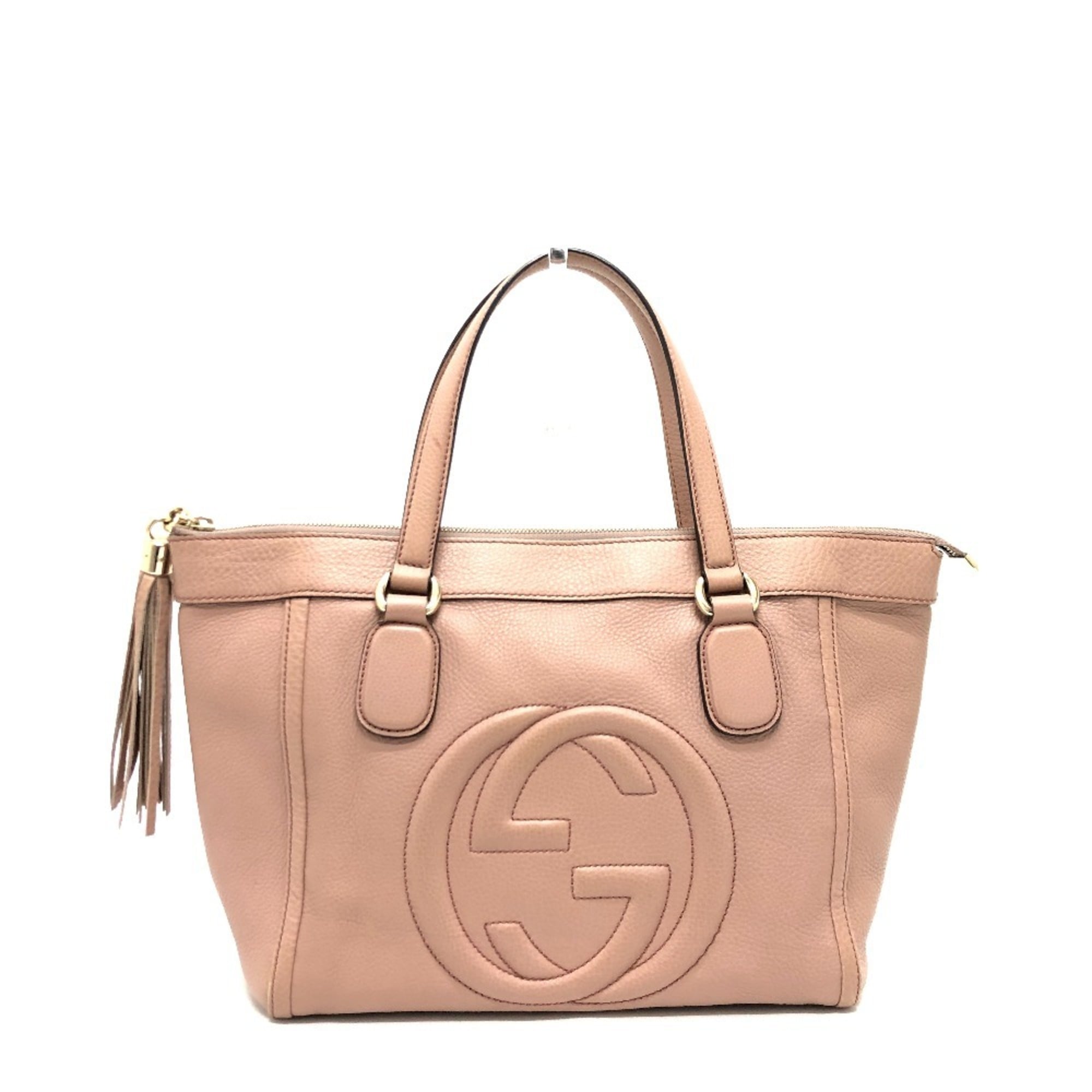 Gucci Pink Beige Leather Handbag (Pre-Owned)