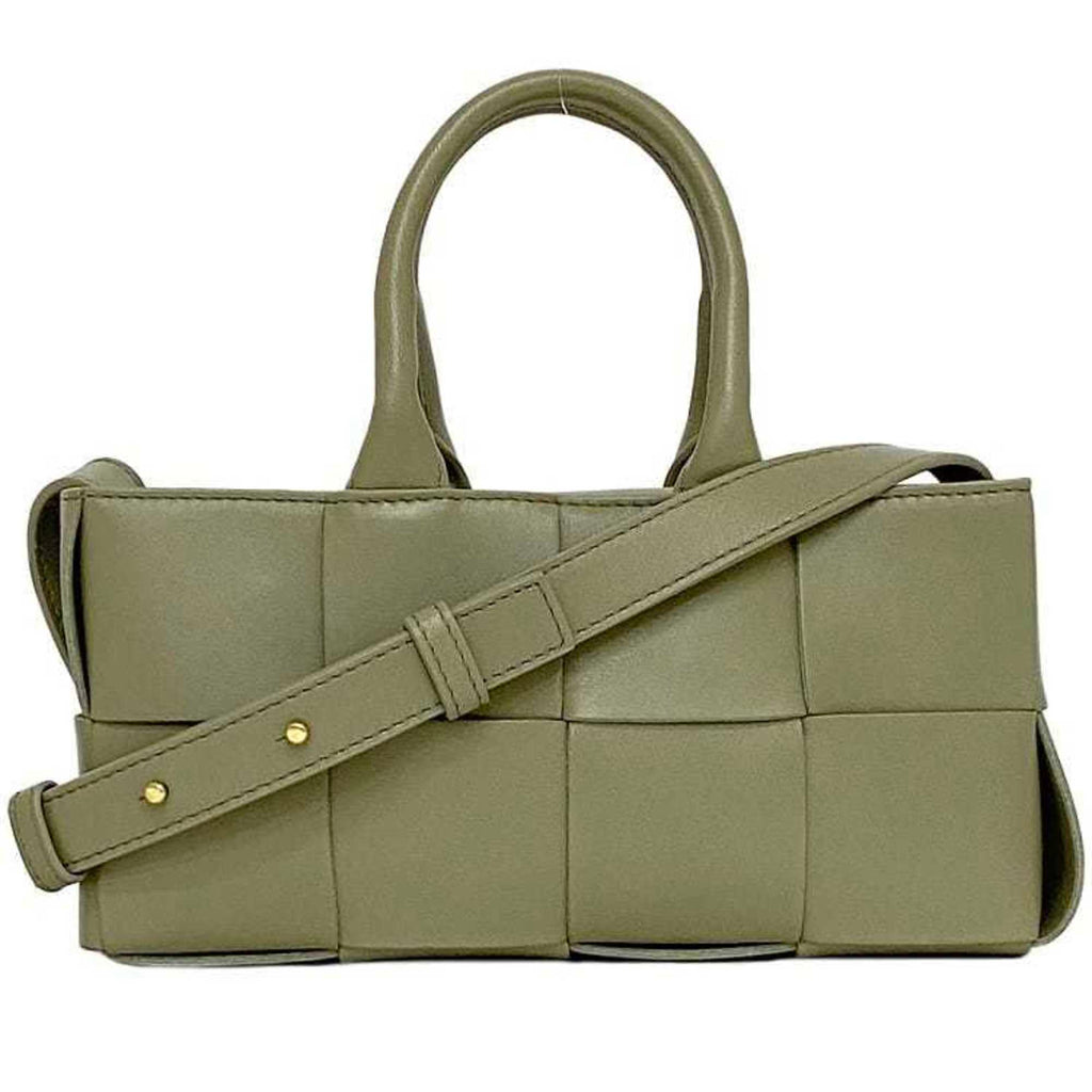 Bottega Veneta Light Green Leather Handbag Shoulder Bag (Pre-Owned)