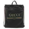 Gucci Black Green Red Color Leather Backpack (Pre-Owned)