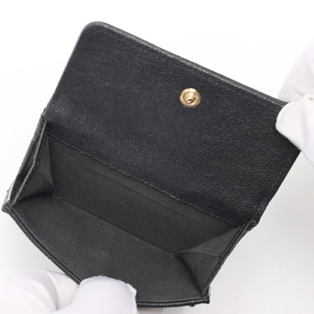 Chanel Black Grained Calfskin Wallet (Tri-Fold) (Pre-Owned)