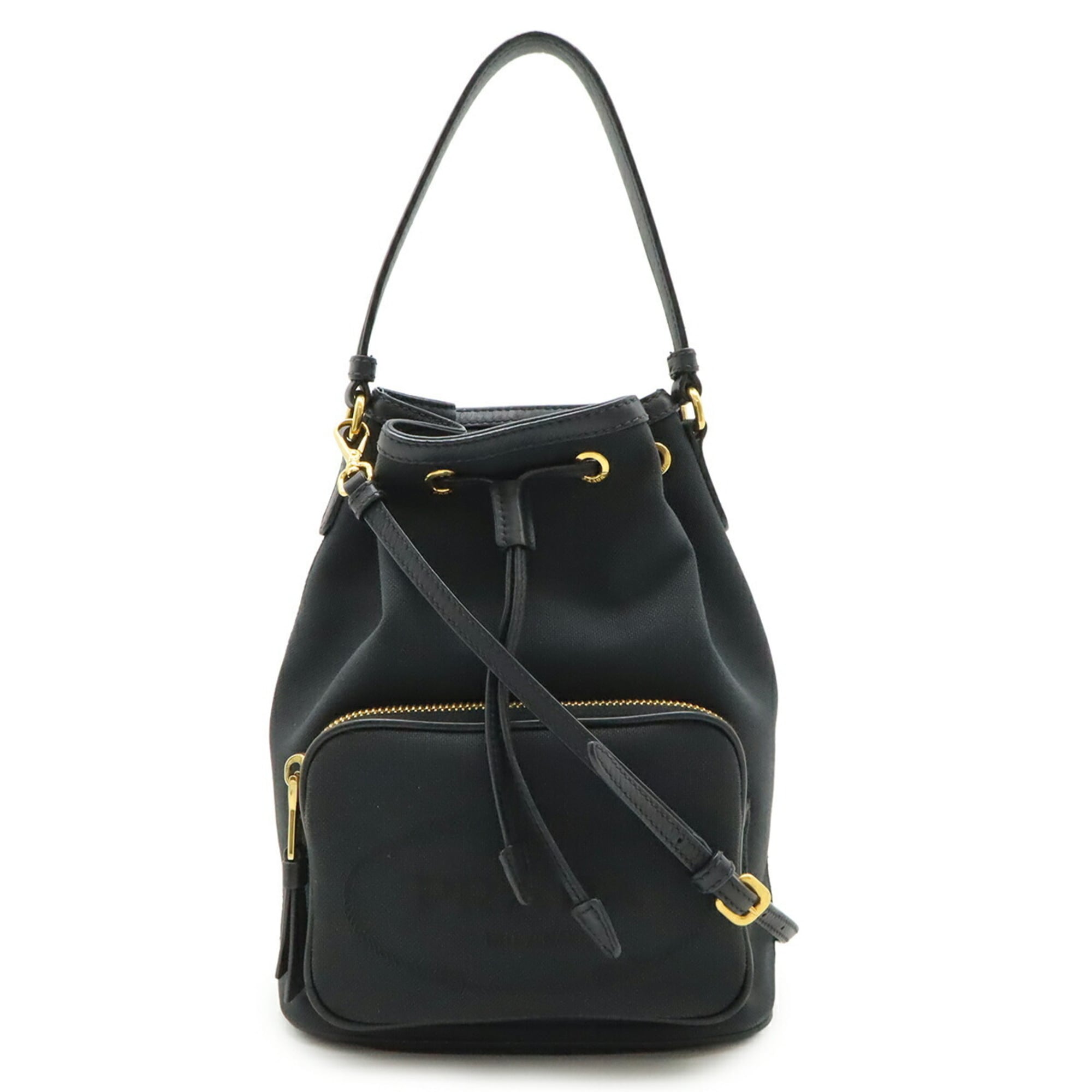 Prada Black Nero Canvas Handbag Shoulder Bag (Pre-Owned)