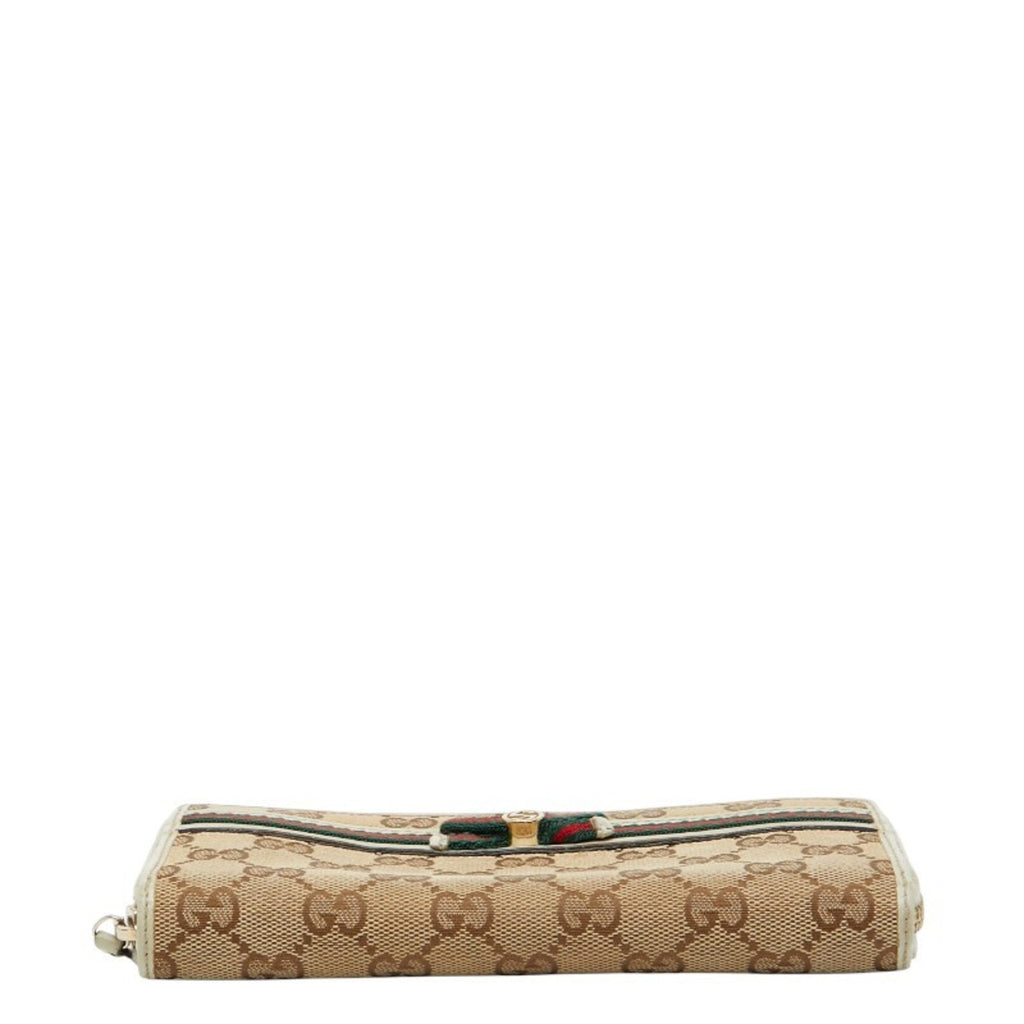 Gucci Beige Multi-Color Canvas Leather Long Wallet (Bi-Fold) (Pre-Owned)