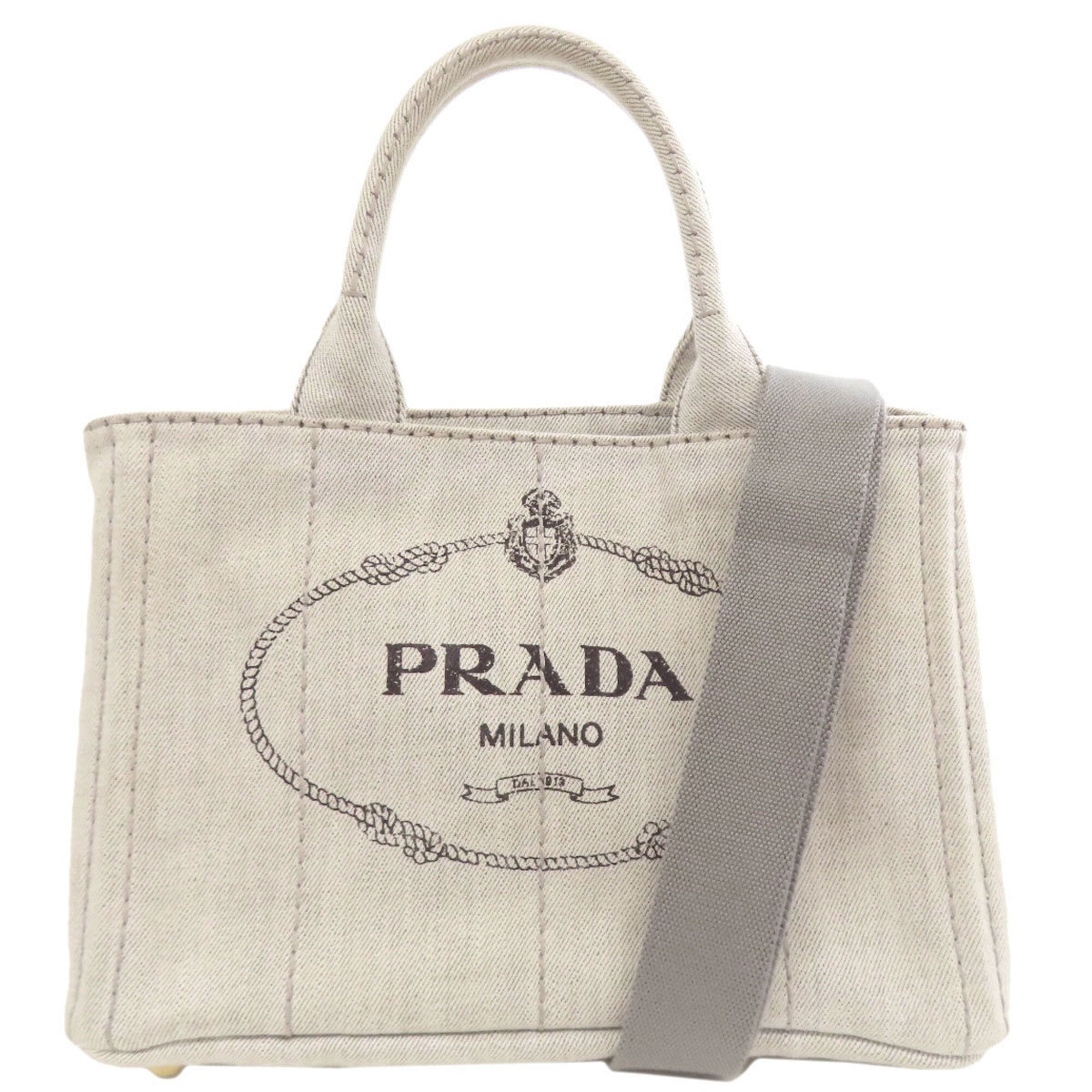 Prada Gray Denim Handbag (Pre-Owned)