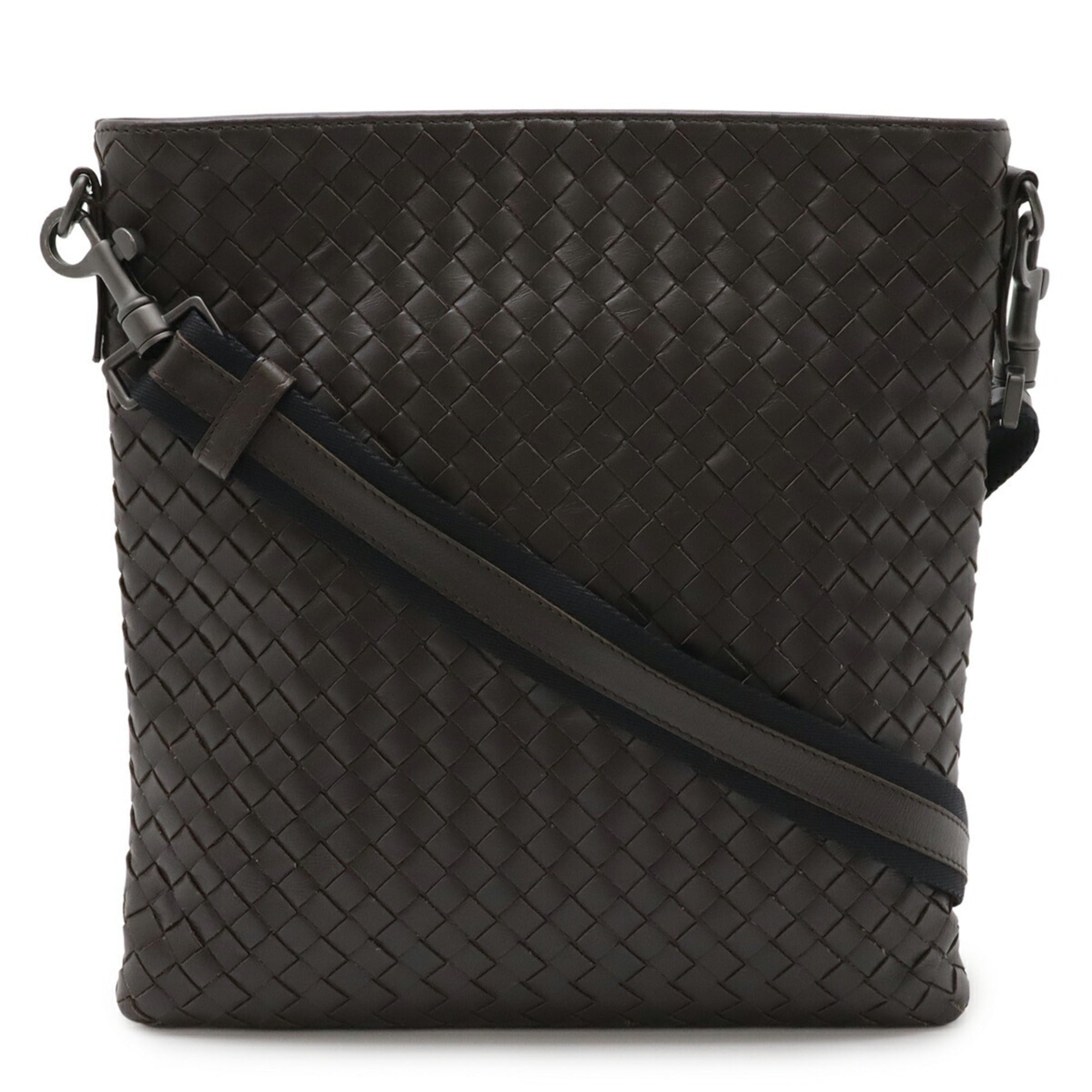Bottega Veneta Brown Dark Brown Intrecciato Shoulder Bag (Pre-Owned)