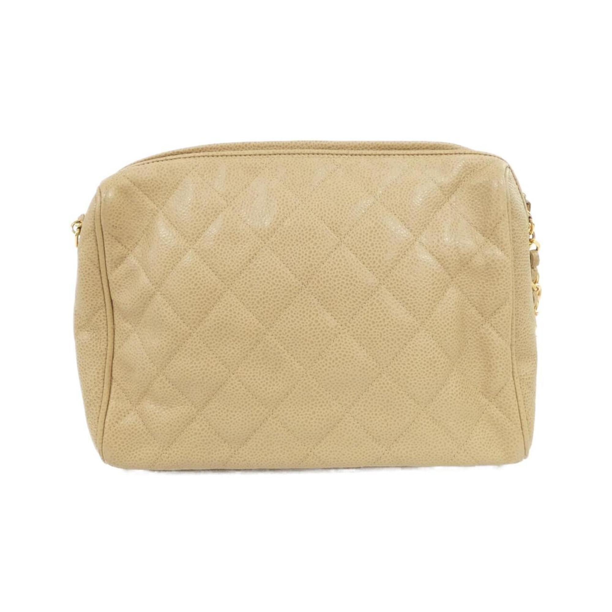 Chanel Beige Grained Calfskin Shoulder Bag (Pre-Owned)