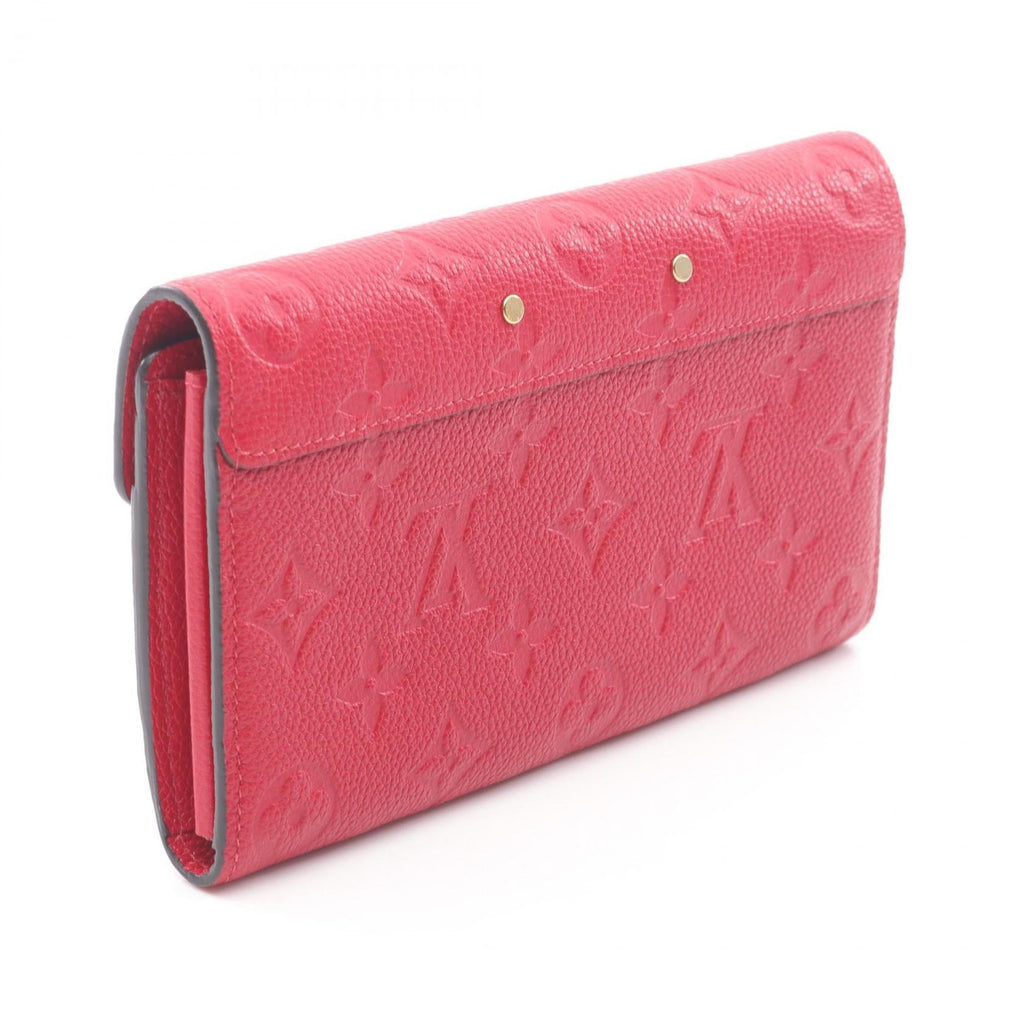 Louis Vuitton Red Color Leather Long Wallet (Bi-Fold) (Pre-Owned)