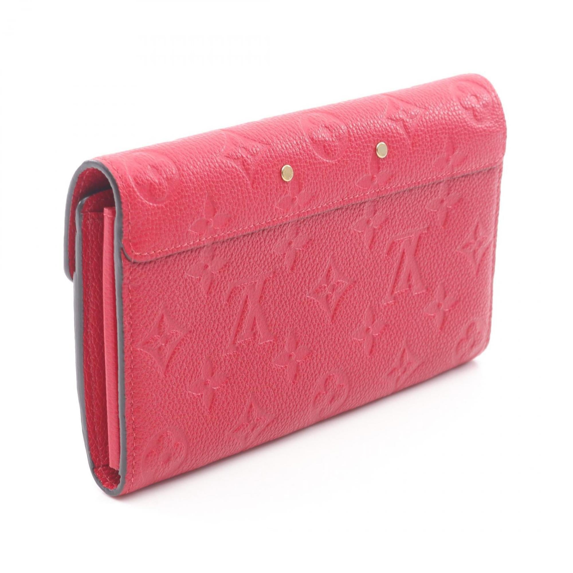 Louis Vuitton Red Color Leather Long Wallet (Bi-Fold) (Pre-Owned)