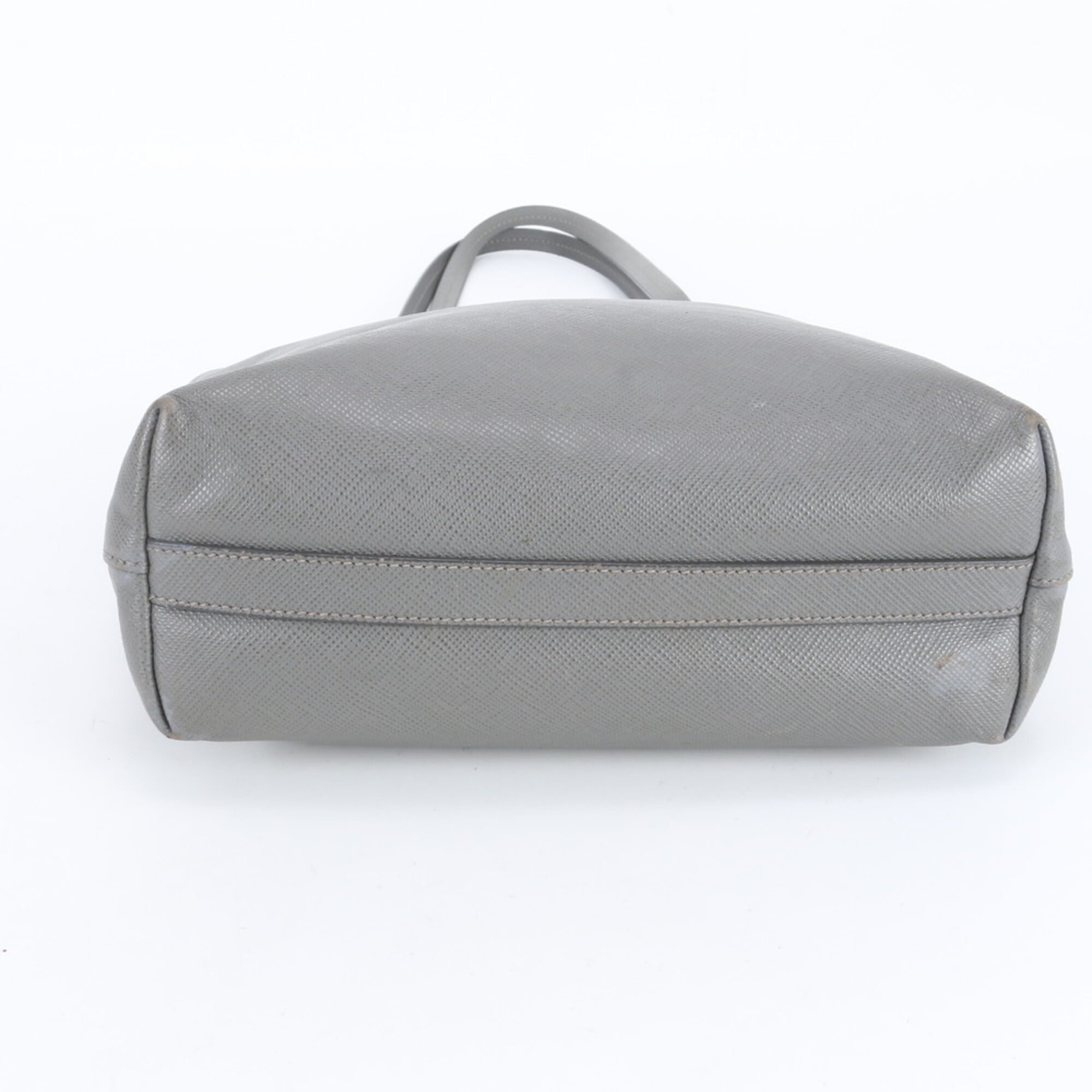 Prada Saffiano Gray Leather Handbag Tote Bag (Pre-Owned)