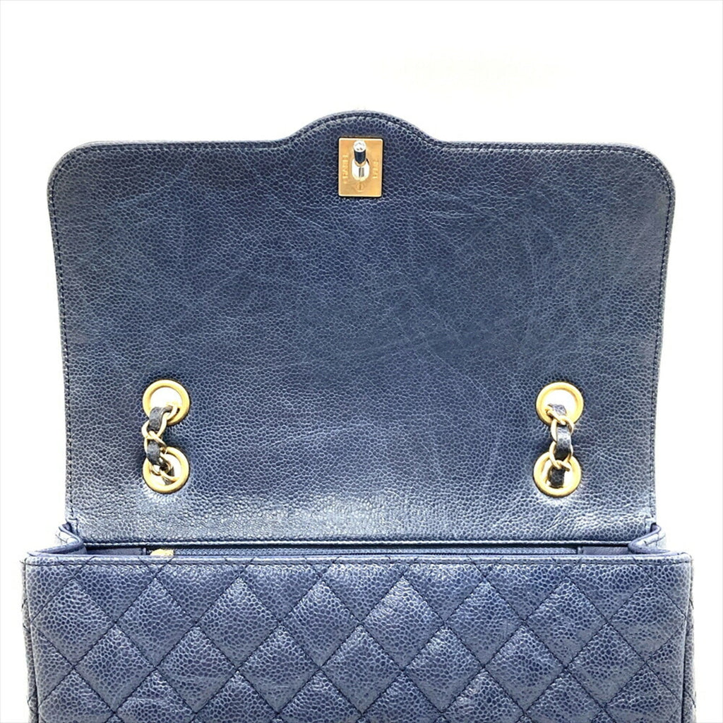 Chanel Blue Grained Calfskin Shoulder Bag (Pre-Owned)