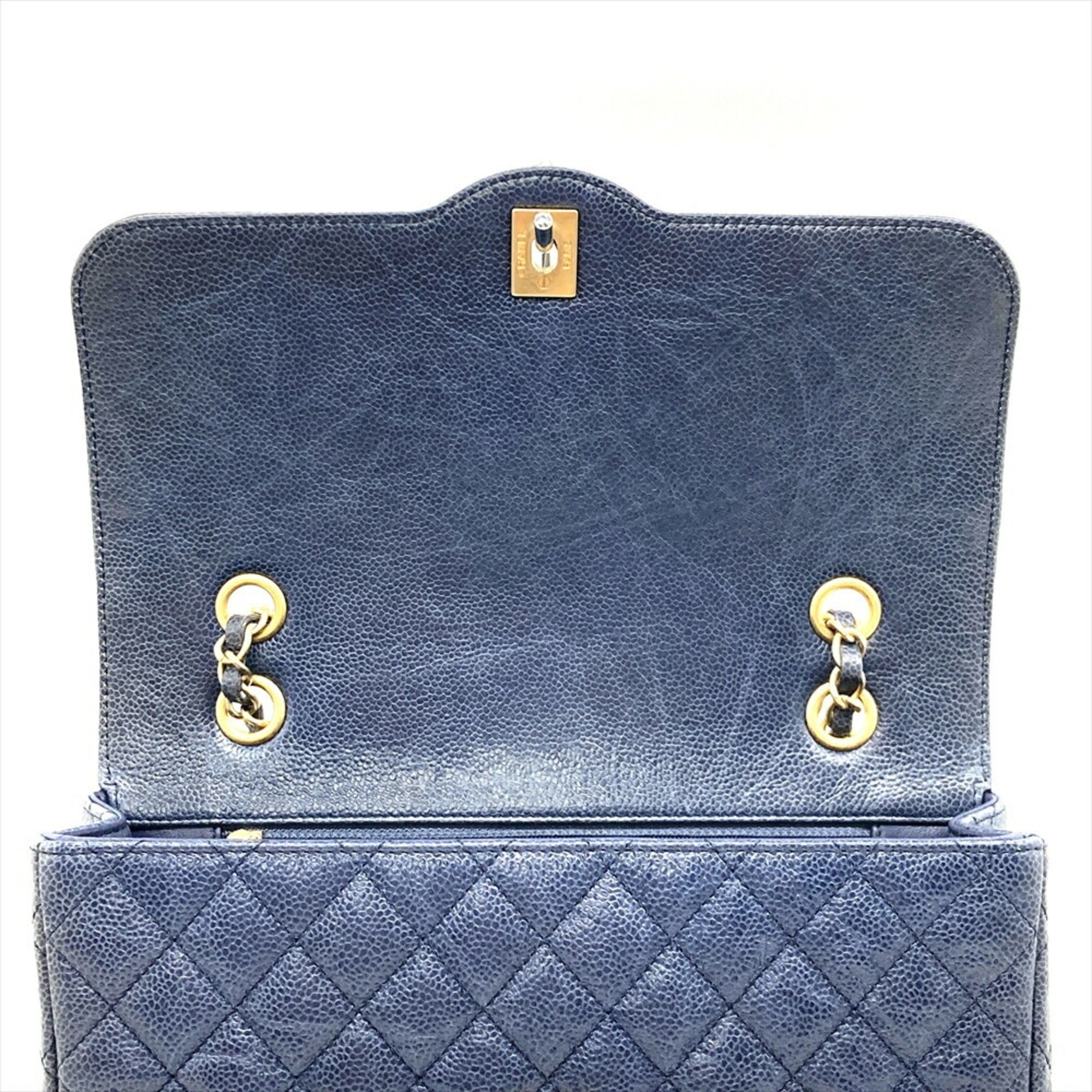 Chanel Blue Grained Calfskin Shoulder Bag (Pre-Owned)