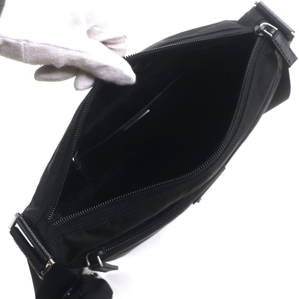 Prada Black Nylon Saffiano Triangle Pouch Shoulder Bag (Pre-Owned)