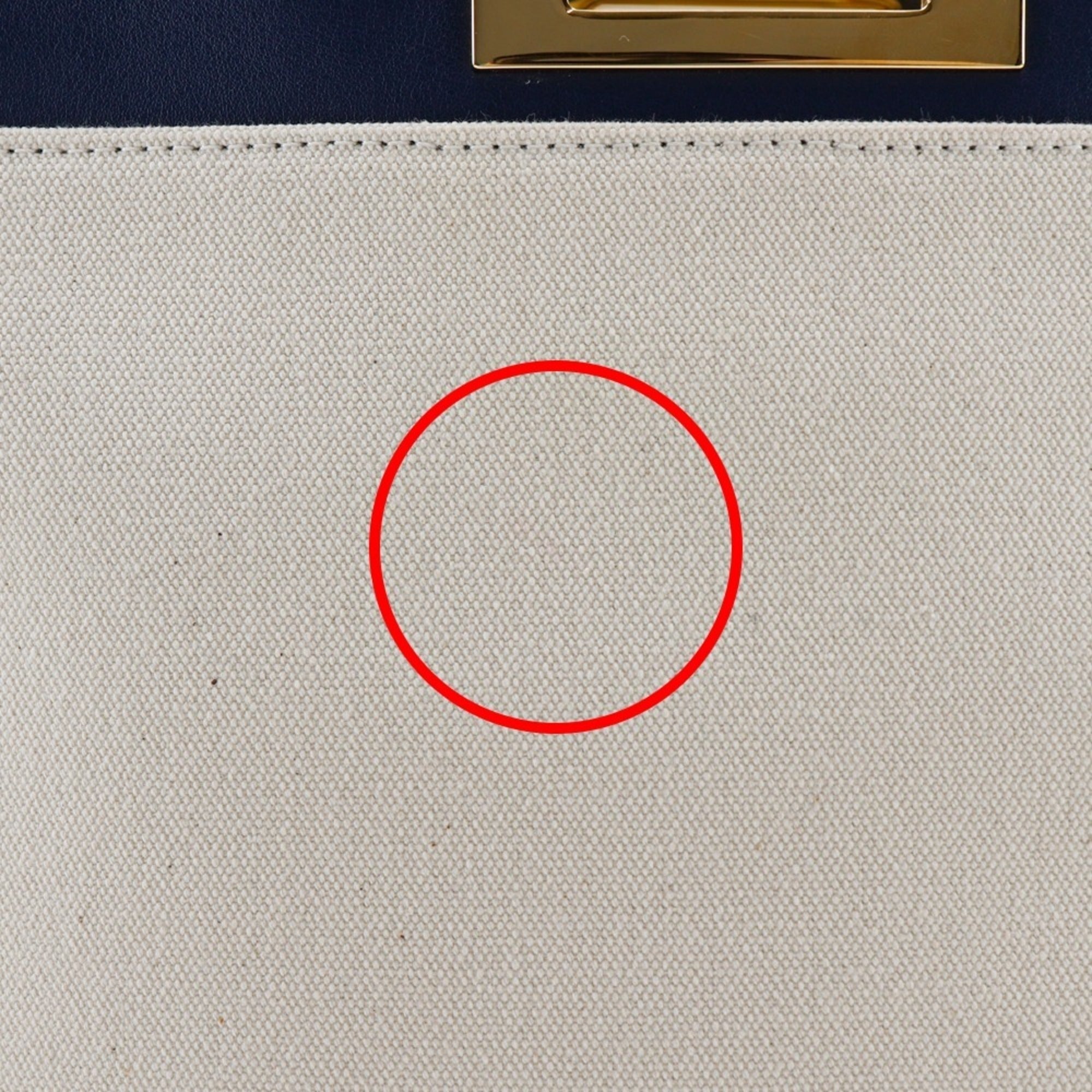 Fendi Navy White Canvas Leather Handbag (Pre-Owned)