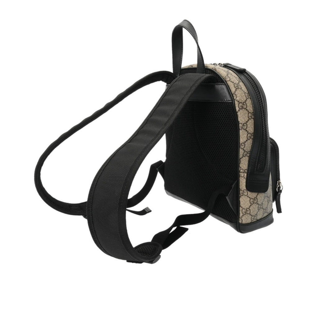 Gucci Beige Gg Supreme Canvas Leather Backpack (Pre-Owned)