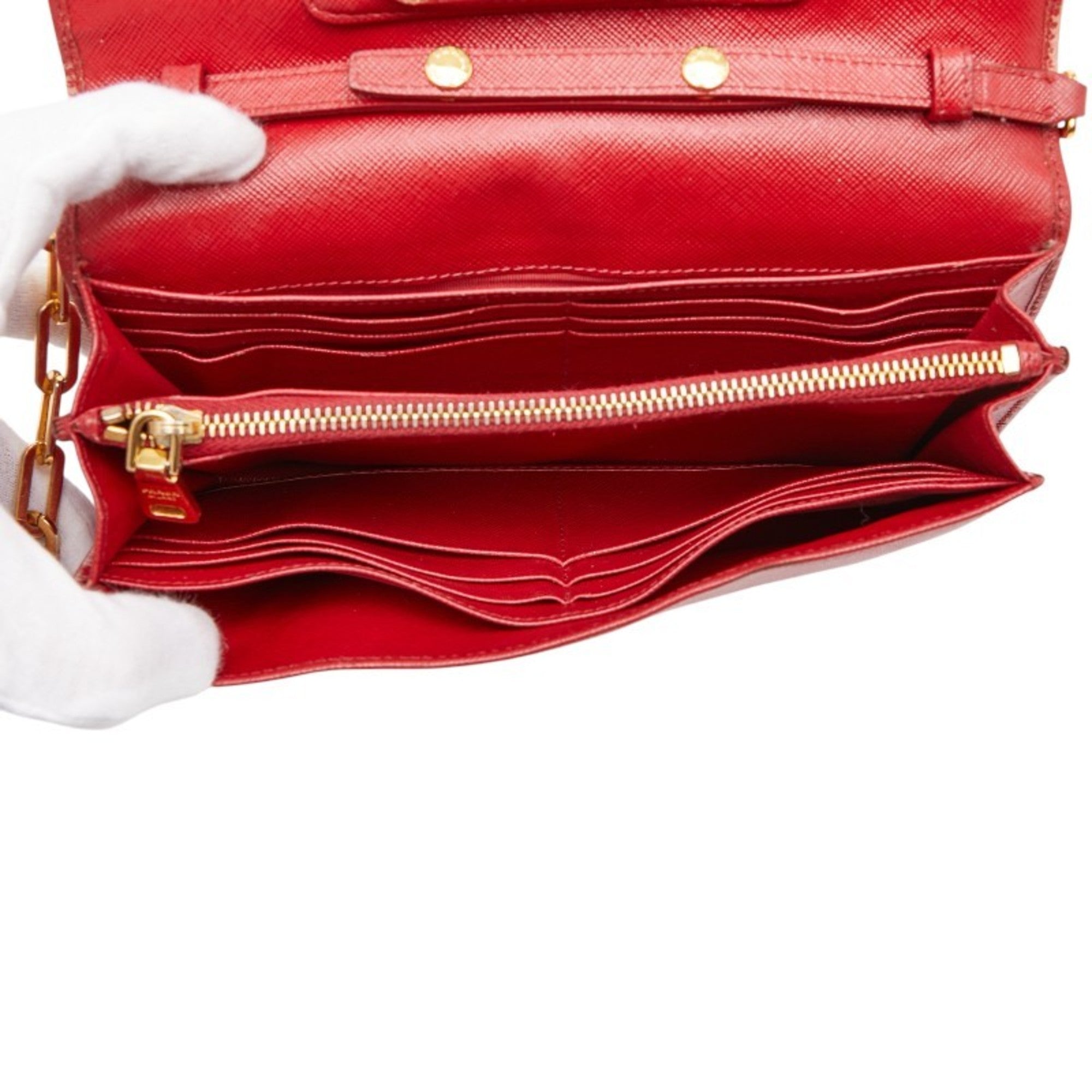 Prada Red Color Leather Shoulder Bag (Pre-Owned)
