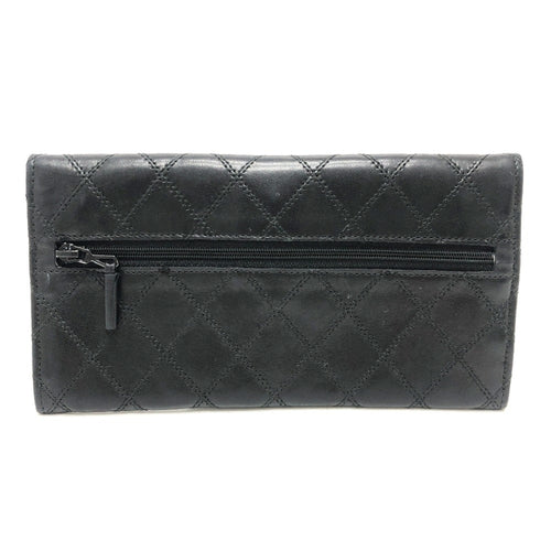 Chanel Black Leather Long Wallet (Bi-Fold) (Pre-Owned)