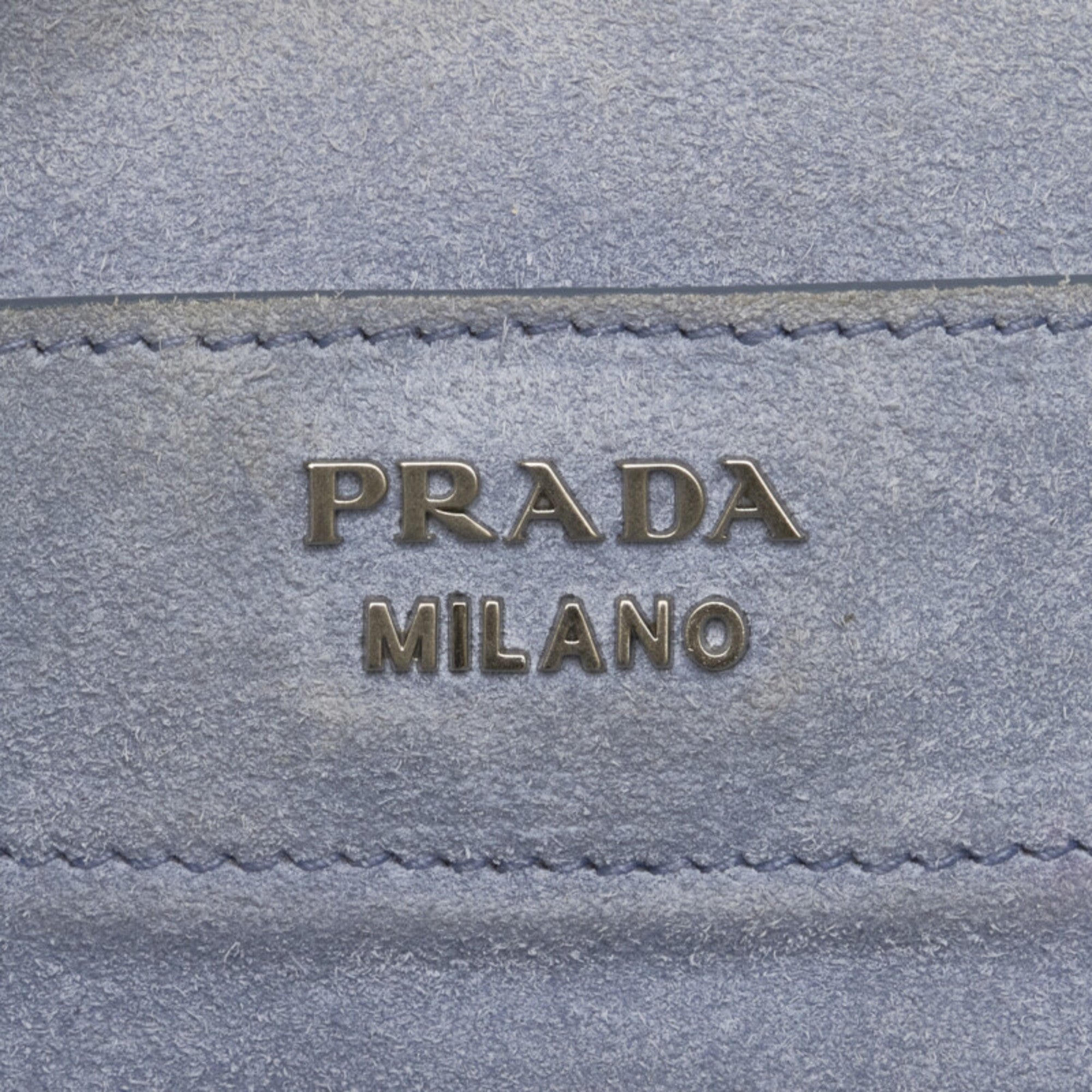 Prada Blue Light Blue Gray Leather Shoulder Bag Tote Bag (Pre-Owned)