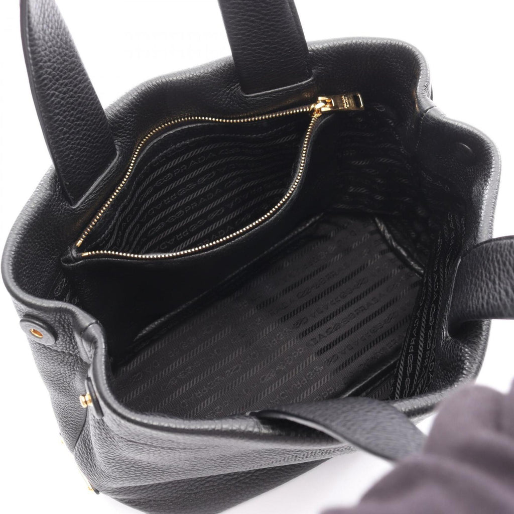 Prada Black Leather Handbag Tote Bag (Pre-Owned)