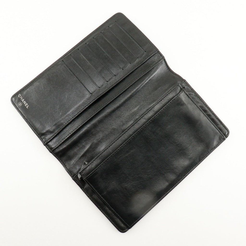 Chanel Black Leather Long Wallet (Bi-Fold) (Pre-Owned)