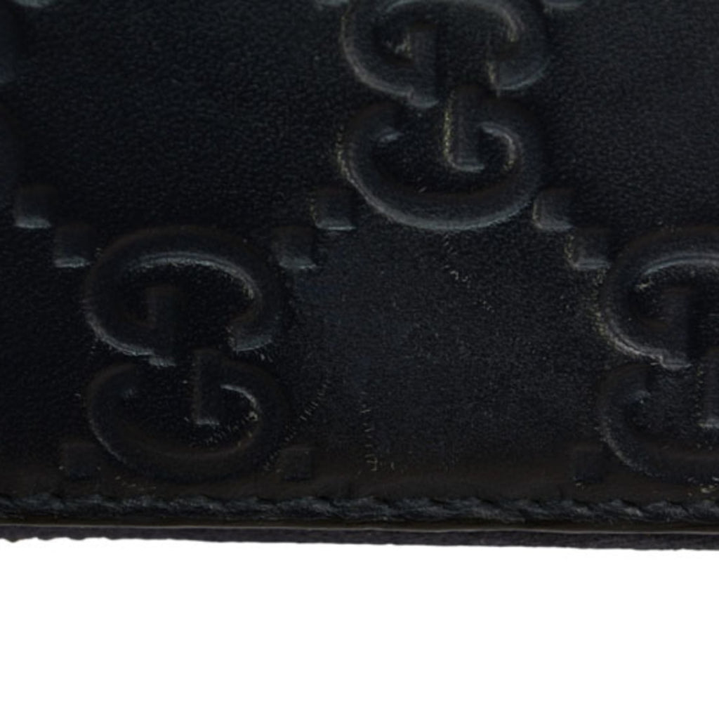 Gucci Dark Navy Red Color Leather Long Wallet (Bi-Fold) (Pre-Owned)