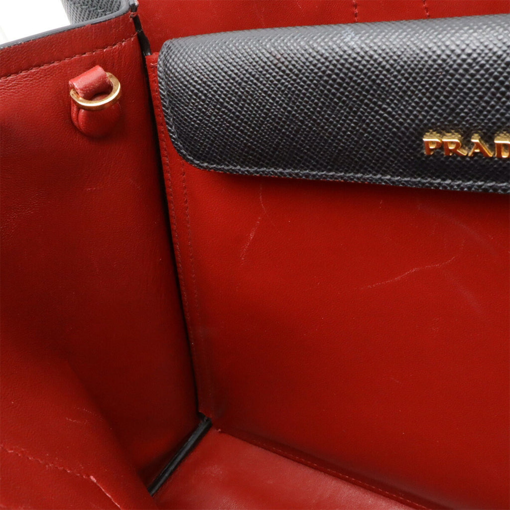 Prada Saffiano Black Nero Leather Shoulder Bag Tote Bag (Pre-Owned)