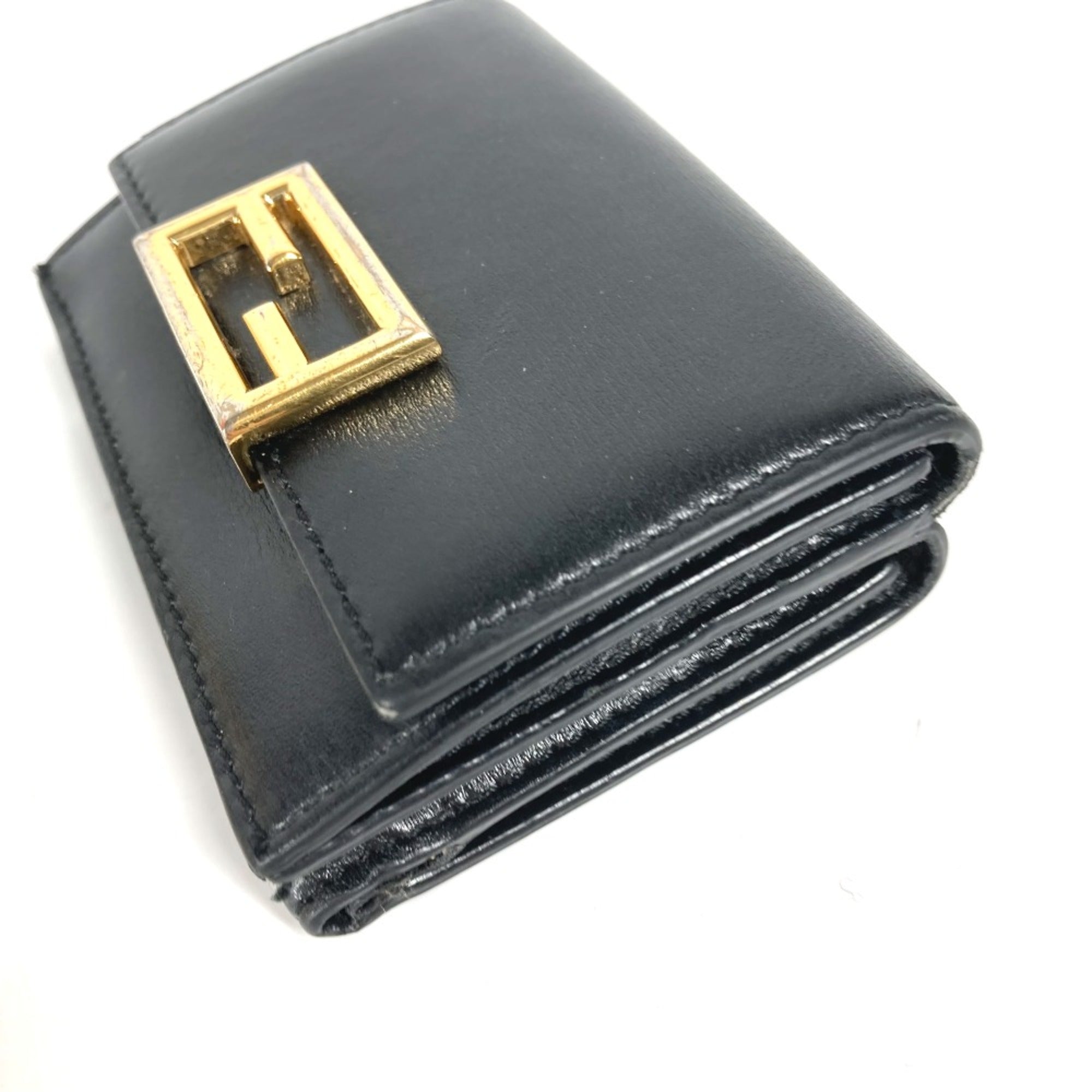 Fendi Black Leather Wallet (Tri-Fold) (Pre-Owned)