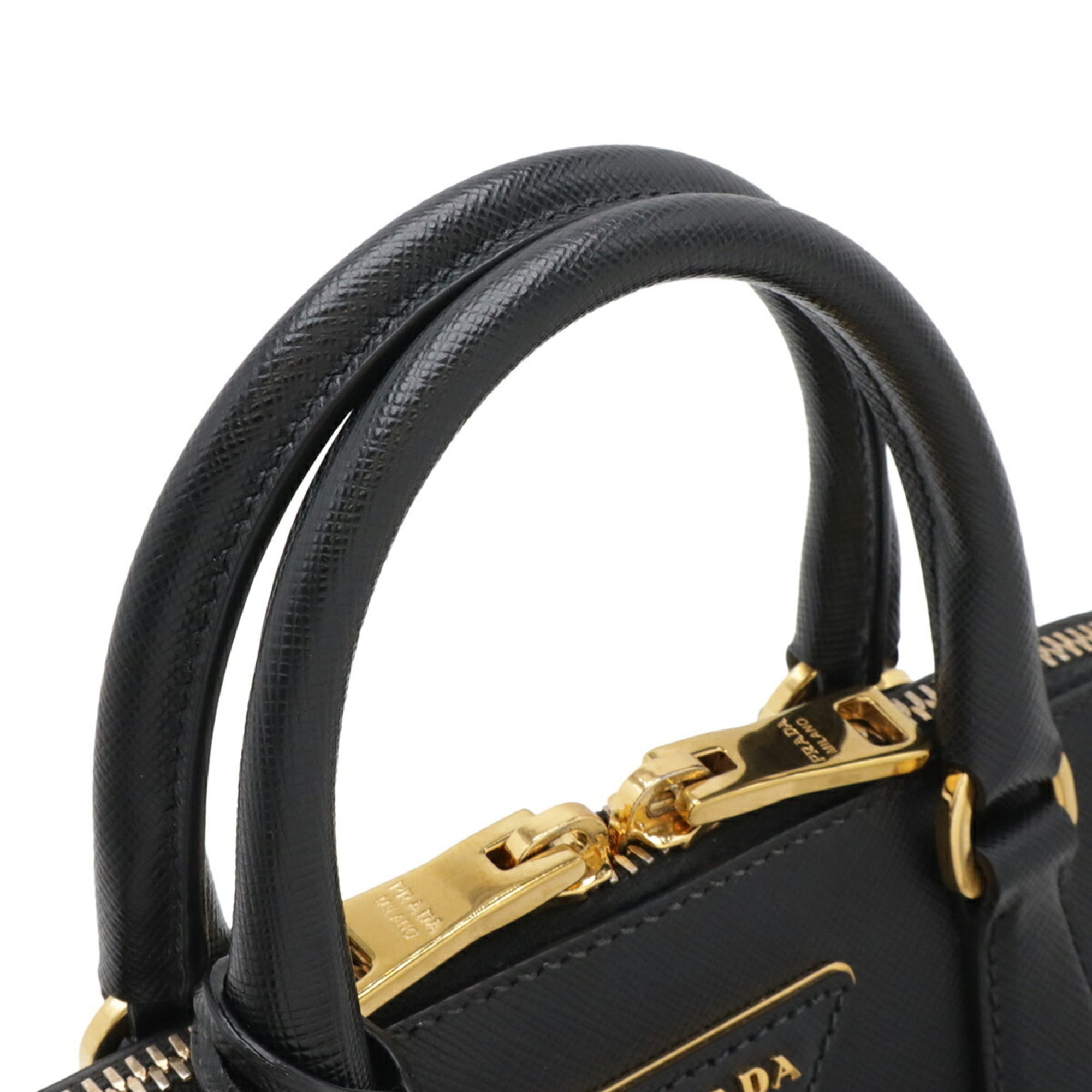 Prada Saffiano Black Nero Leather Handbag Shoulder Bag (Pre-Owned)