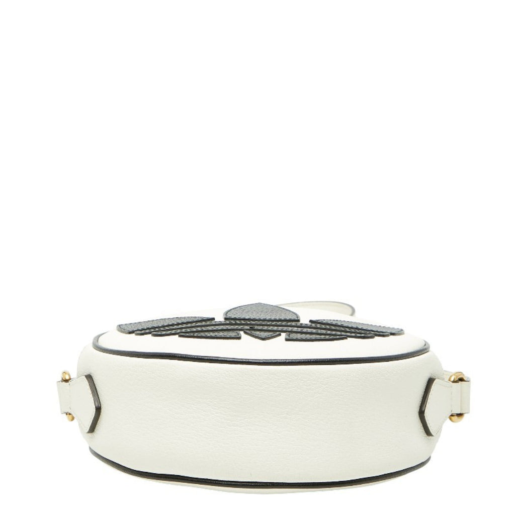 Gucci Black White Leather Shoulder Bag (Pre-Owned)