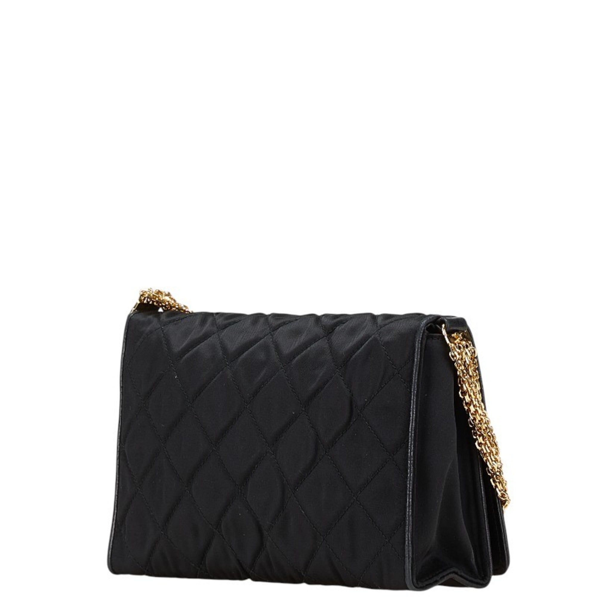 Chanel Black Satin Leather Shoulder Bag (Pre-Owned)