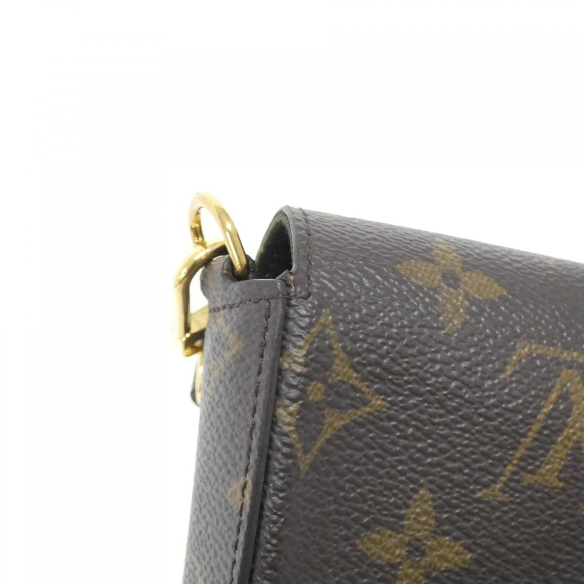 Louis Vuitton Khaki Marron Monogram Monogram Coated Canvas Pochette Pouch Shoulder Bag (Pre-Owned)