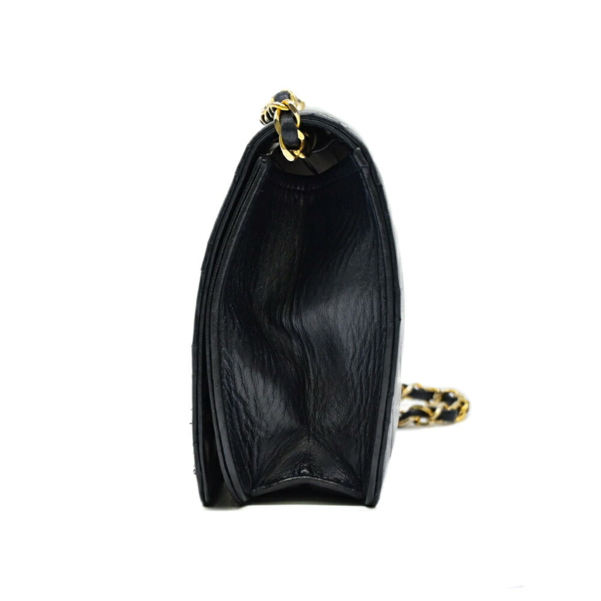 Chanel Black Leather Clutch Bag Shoulder Bag (Pre-Owned)