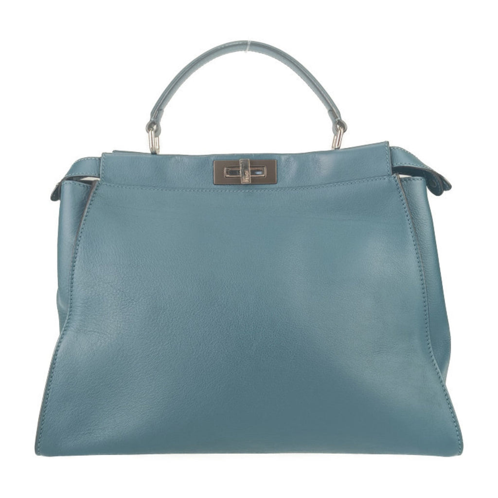 Fendi Peekaboo Blue Leather Handbag Shoulder Bag Tote Bag (Pre-Owned)