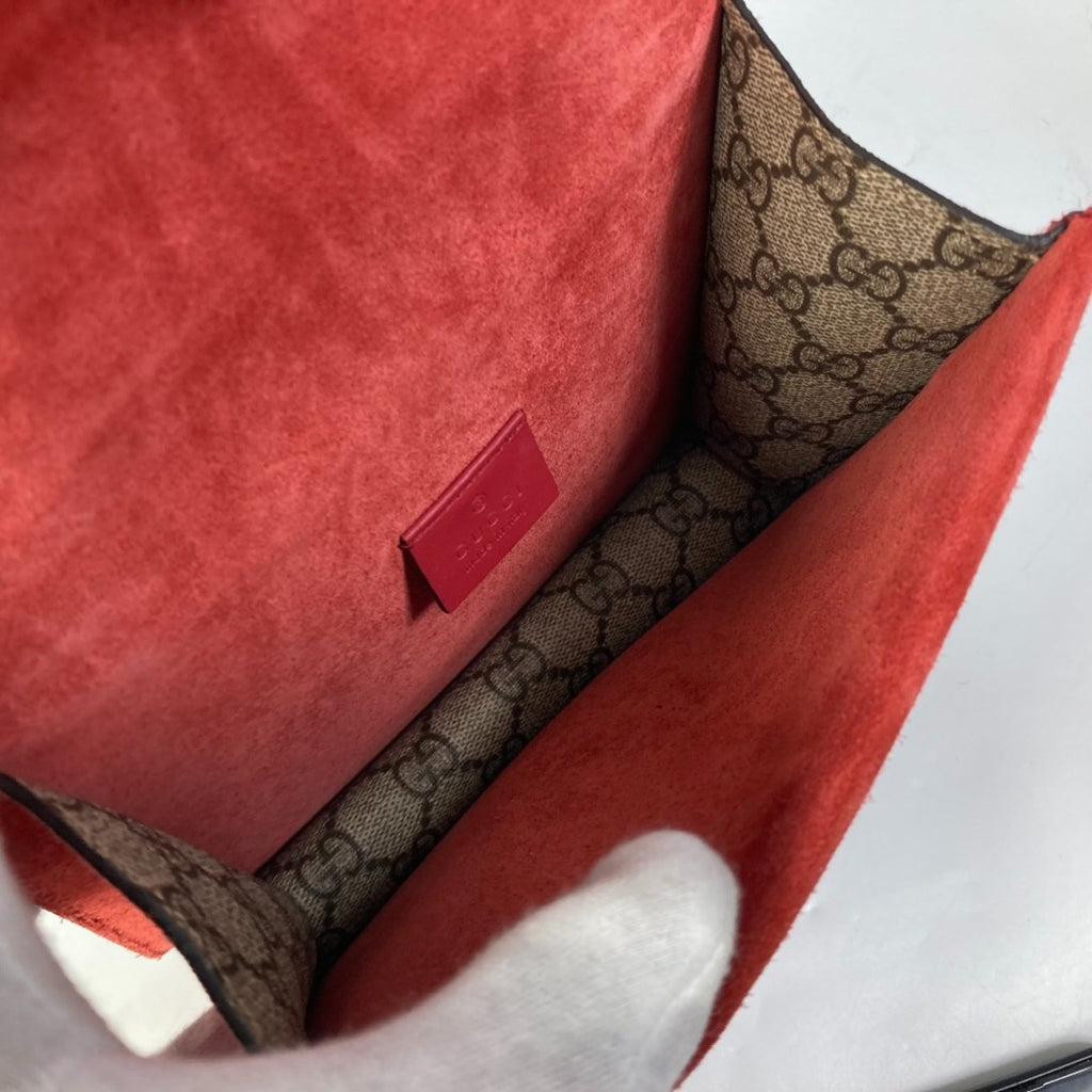 Gucci Beige Red Color Gg Supreme Shoulder Bag (Pre-Owned)