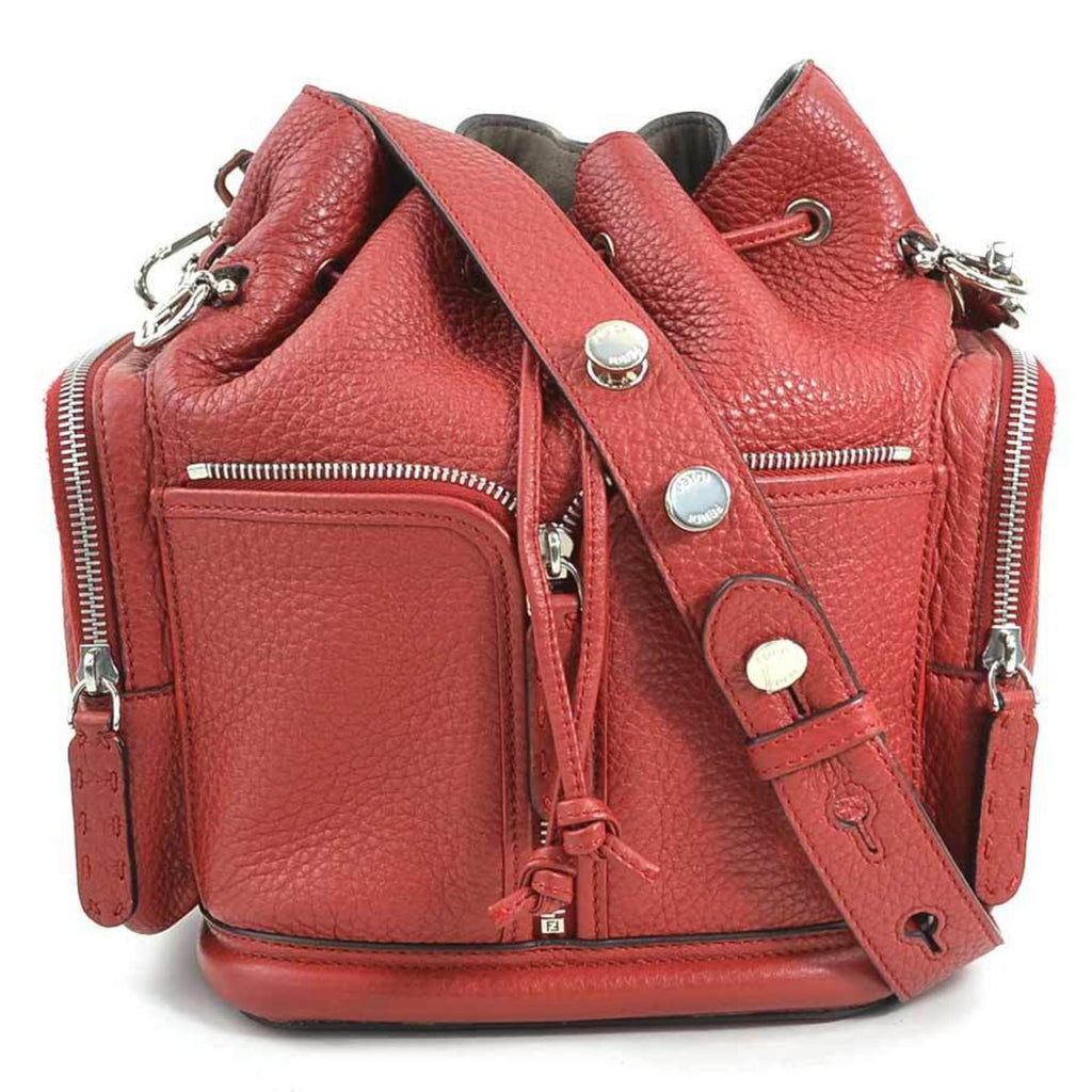 Fendi Burgundy Red Color Leather Shoulder Bag (Pre-Owned)