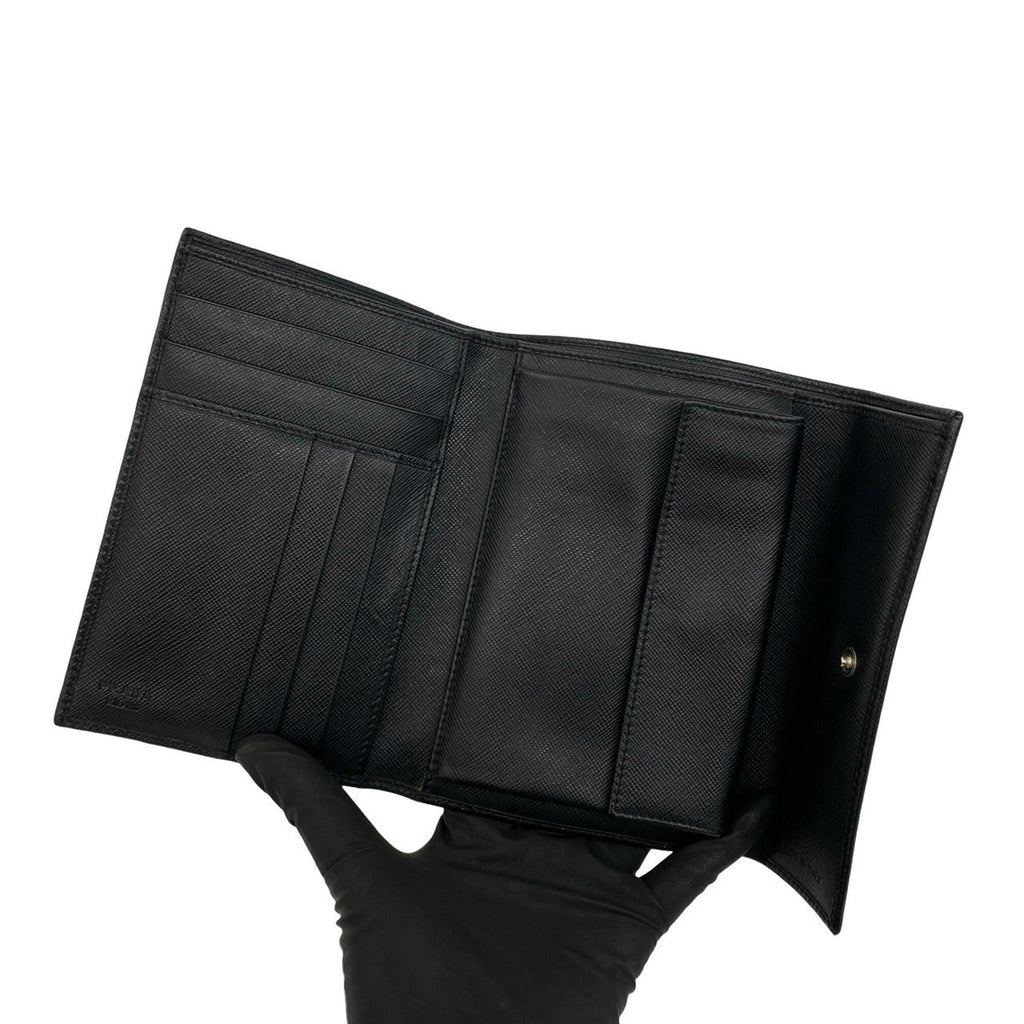 Prada Black Leather Wallet (Tri-Fold) (Pre-Owned)