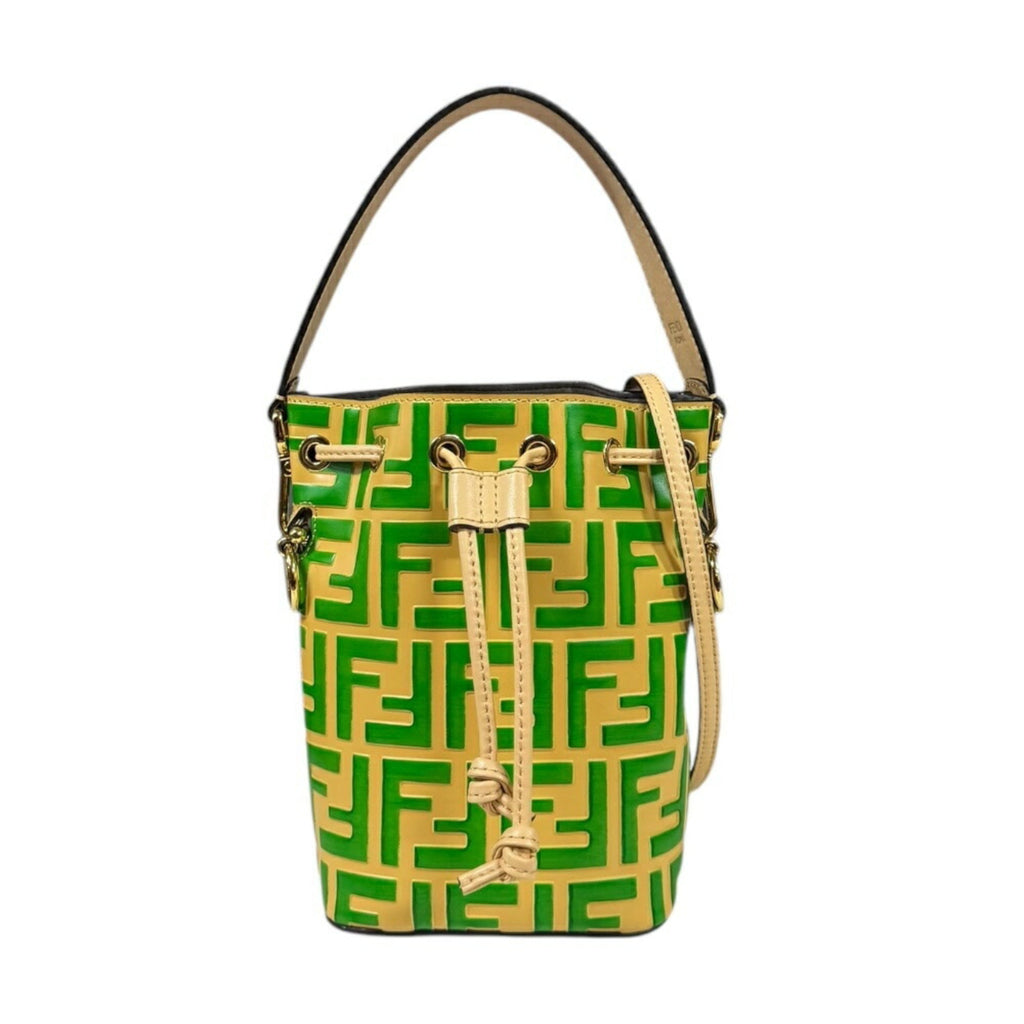 Fendi Beige Green Leather Shoulder Bag (Pre-Owned)