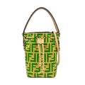 Fendi Beige Green Leather Shoulder Bag (Pre-Owned)