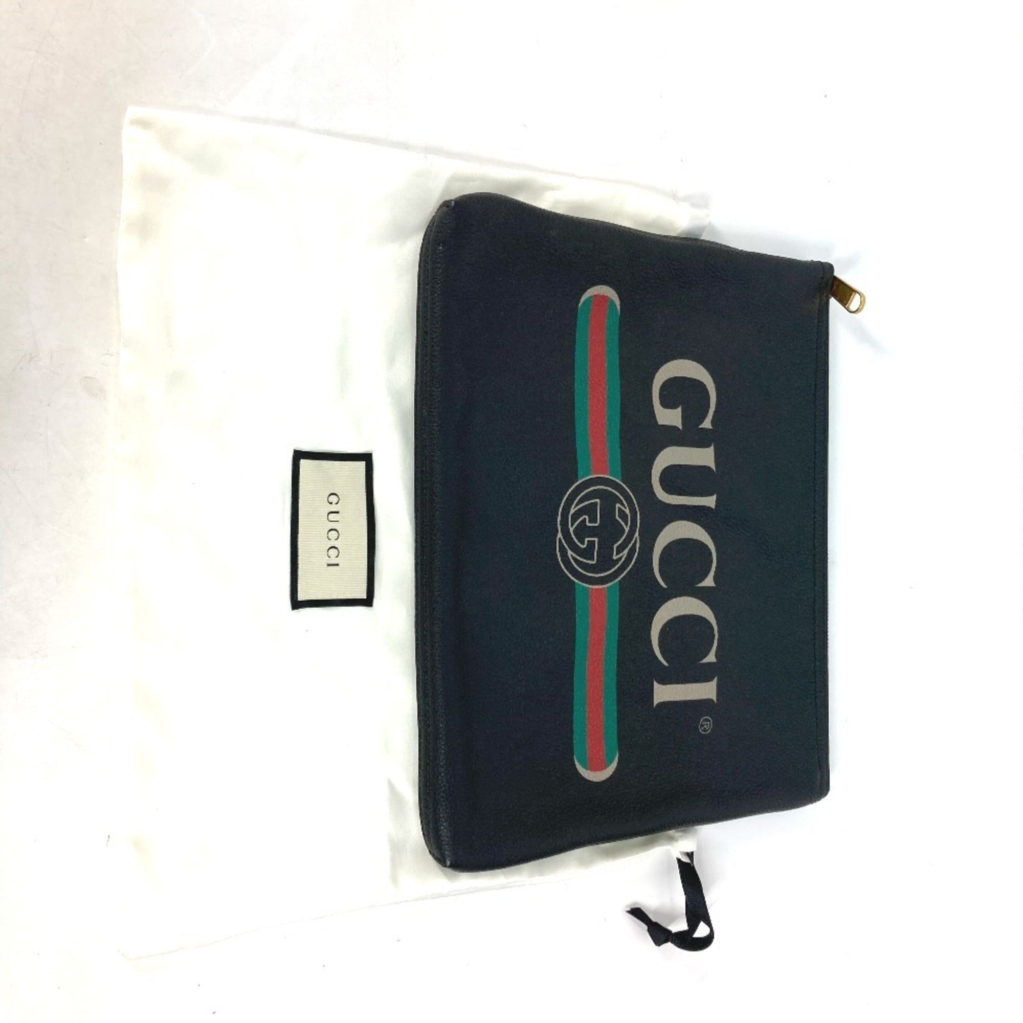Gucci Black Leather Clutch Bag Pouch (Pre-Owned)