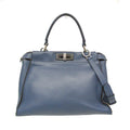 Fendi Peekaboo Blue Leather Handbag Shoulder Bag (Pre-Owned)