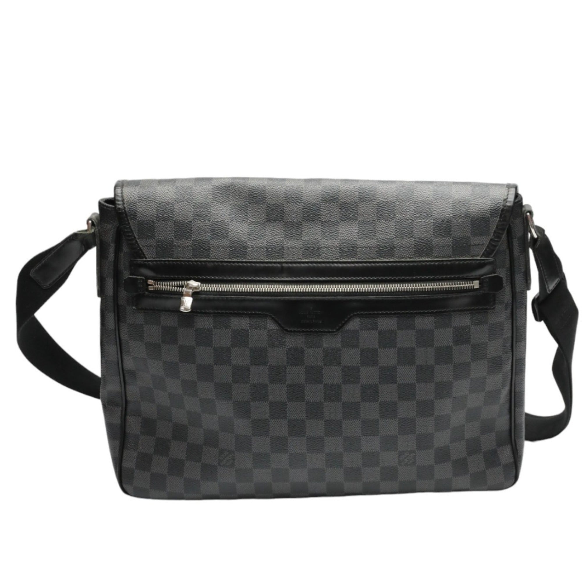 Louis Vuitton Damier Graphite Black Leather Shoulder Bag (Pre-Owned)