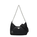 Prada Black Nylon Leather Handbag Shoulder Bag (Pre-Owned)