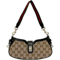 Gucci Beige Brown Canvas Leather Shoulder Bag (Pre-Owned)