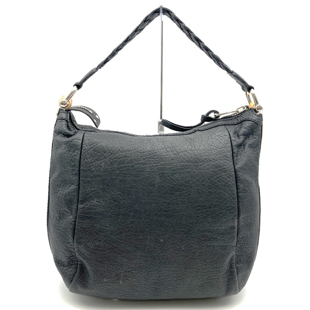 Gucci Black Bamboo Leather Handbag Shoulder Bag (Pre-Owned)