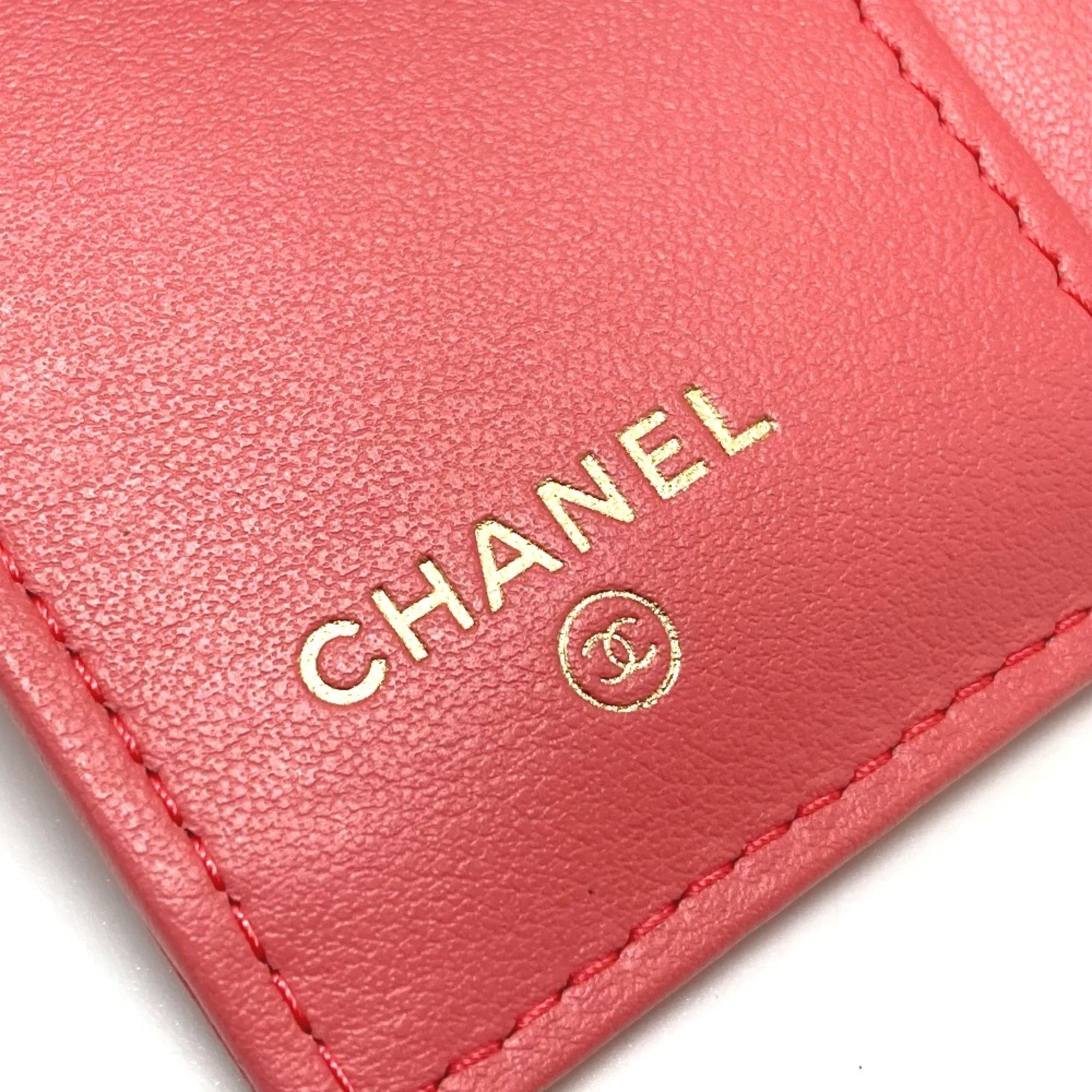 Chanel Pink Leather Wallet (Tri-Fold) (Pre-Owned)